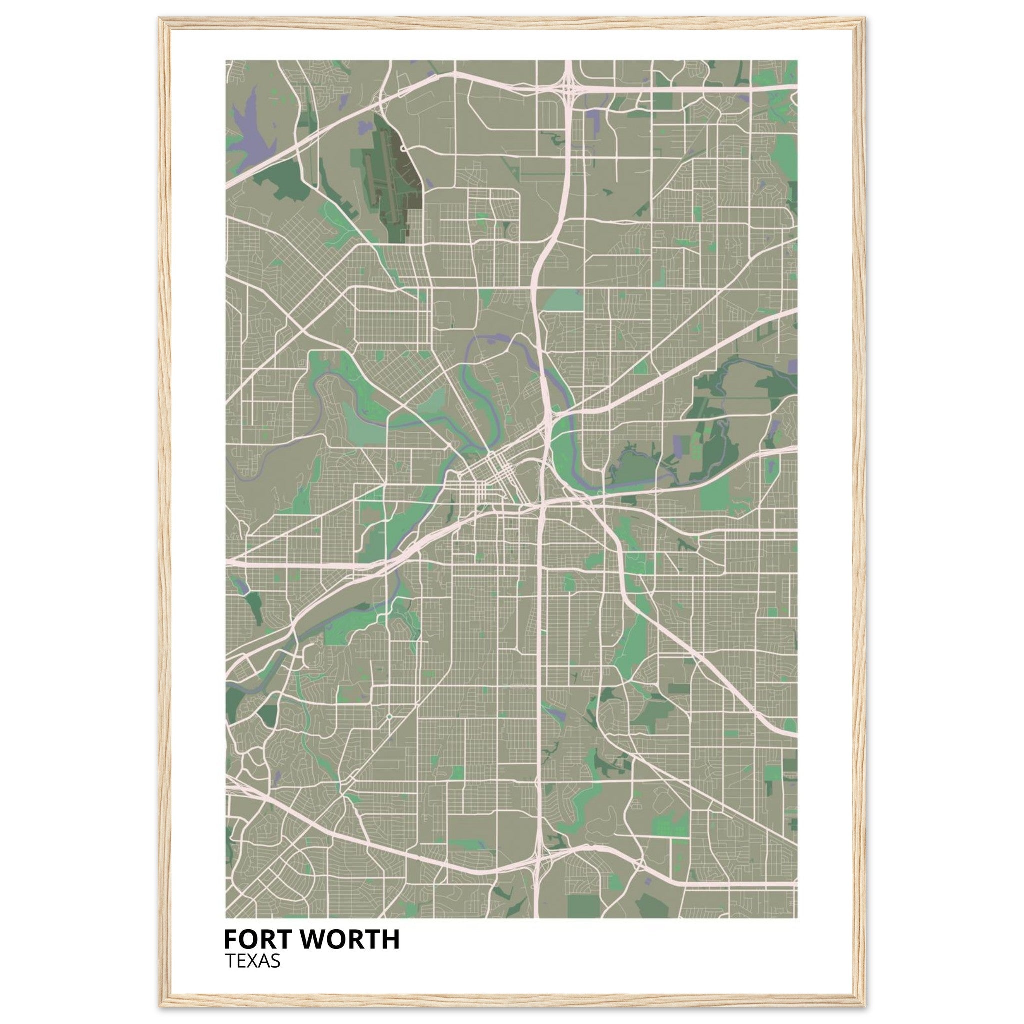 fort worth map poster print