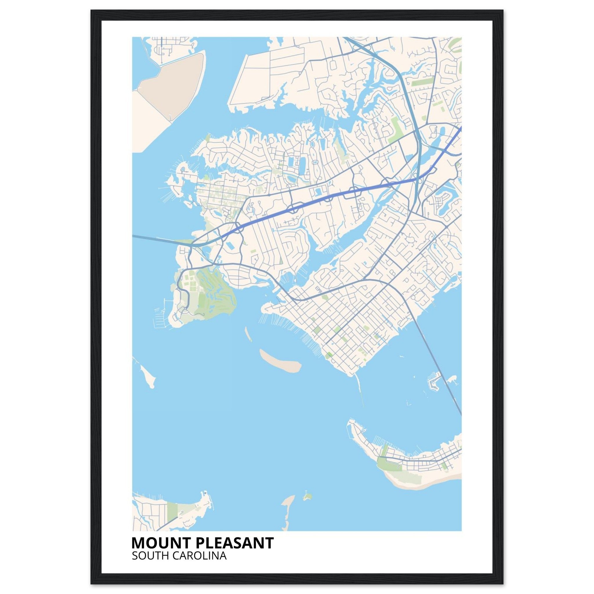 Mount Pleasant South Carolina City Map Poster | Custom Map Art Print - Ink And Atlas