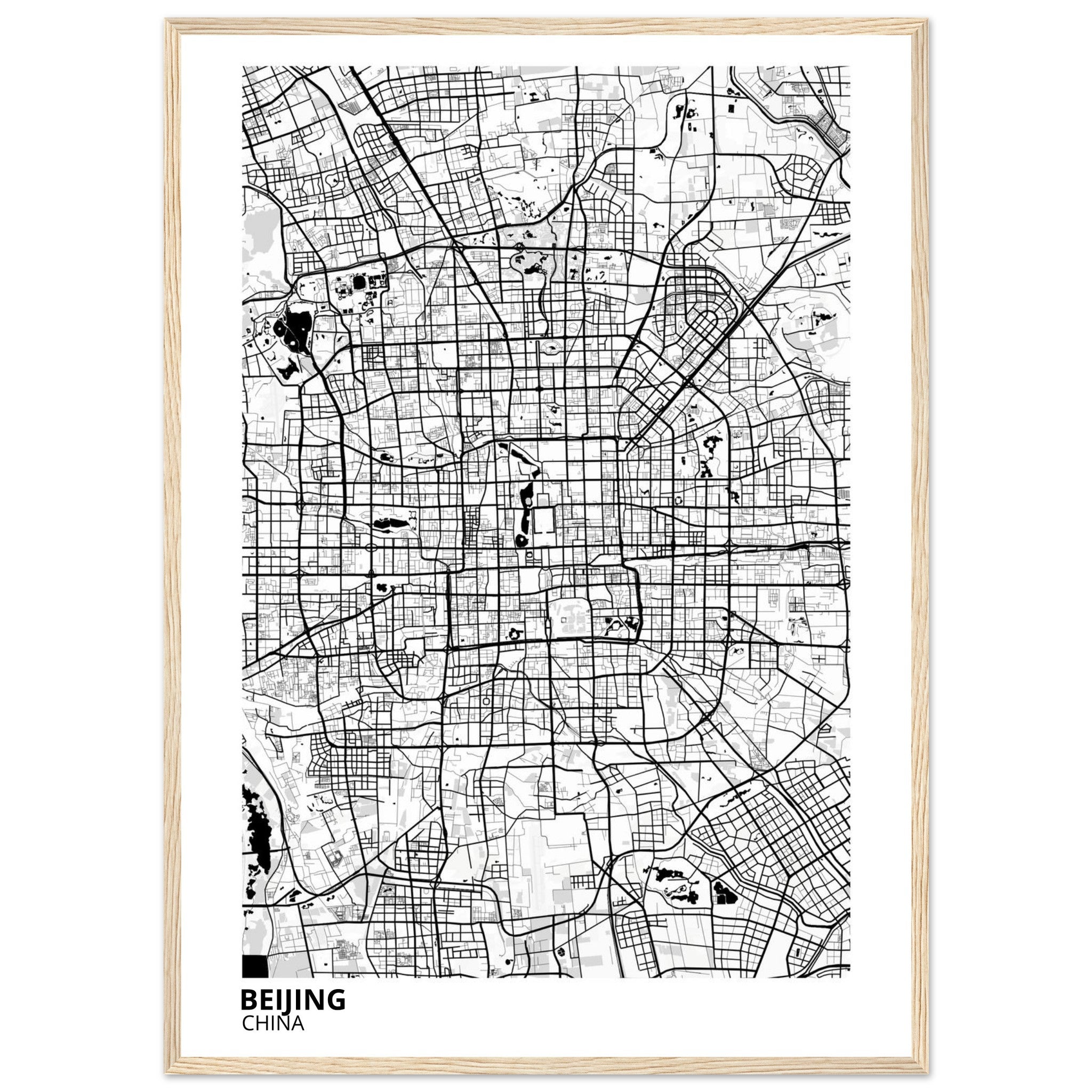 beijing china map poster print