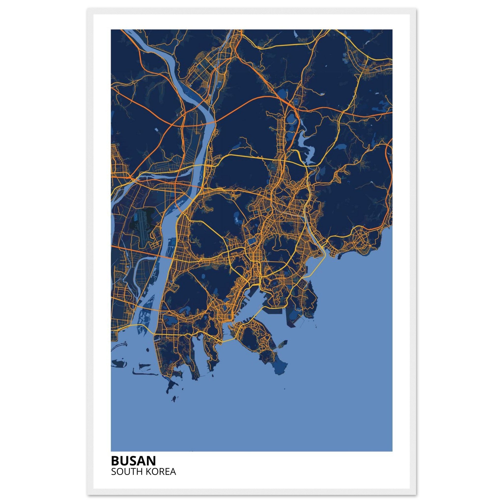 Busan South Korea City Map Poster | Custom Map Art Print - Ink And Atlas