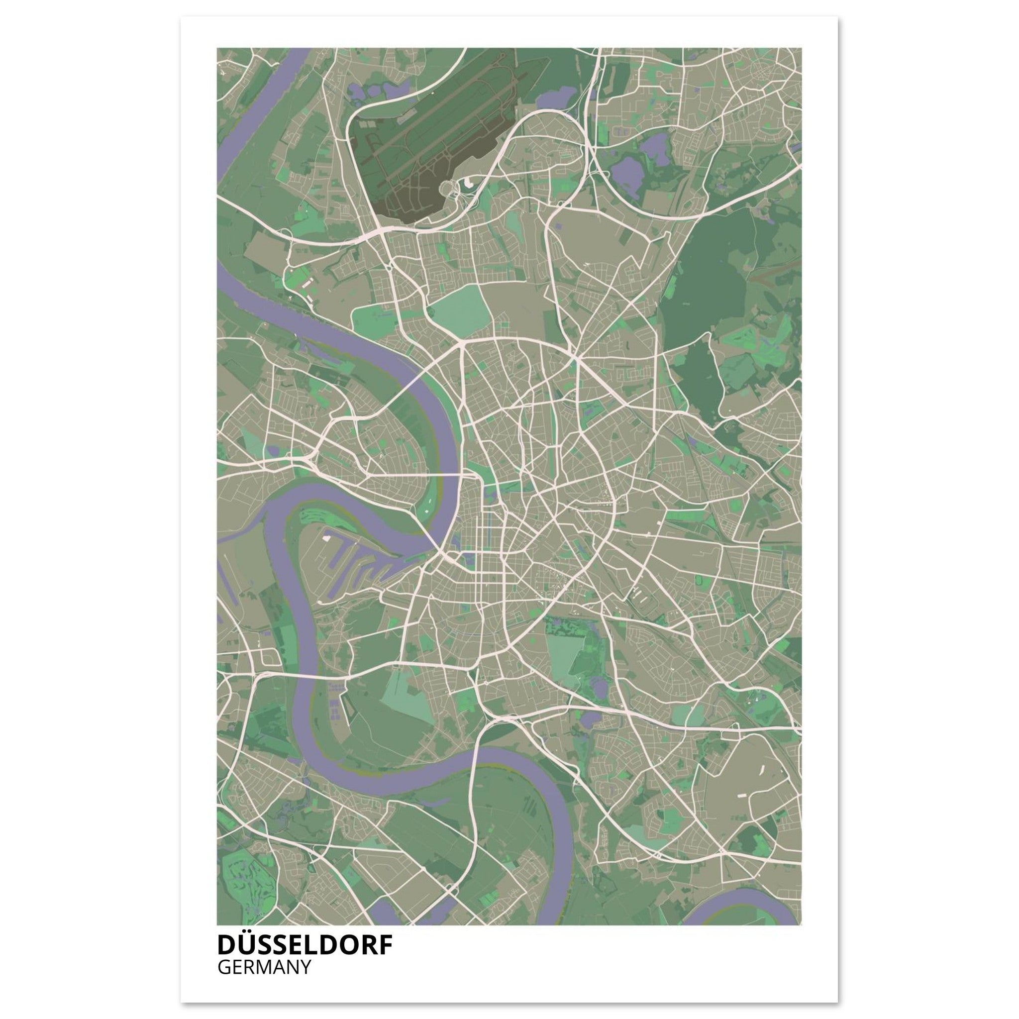 Düsseldorf Germany City Map Poster | Custom Map Art Print - Ink And Atlas