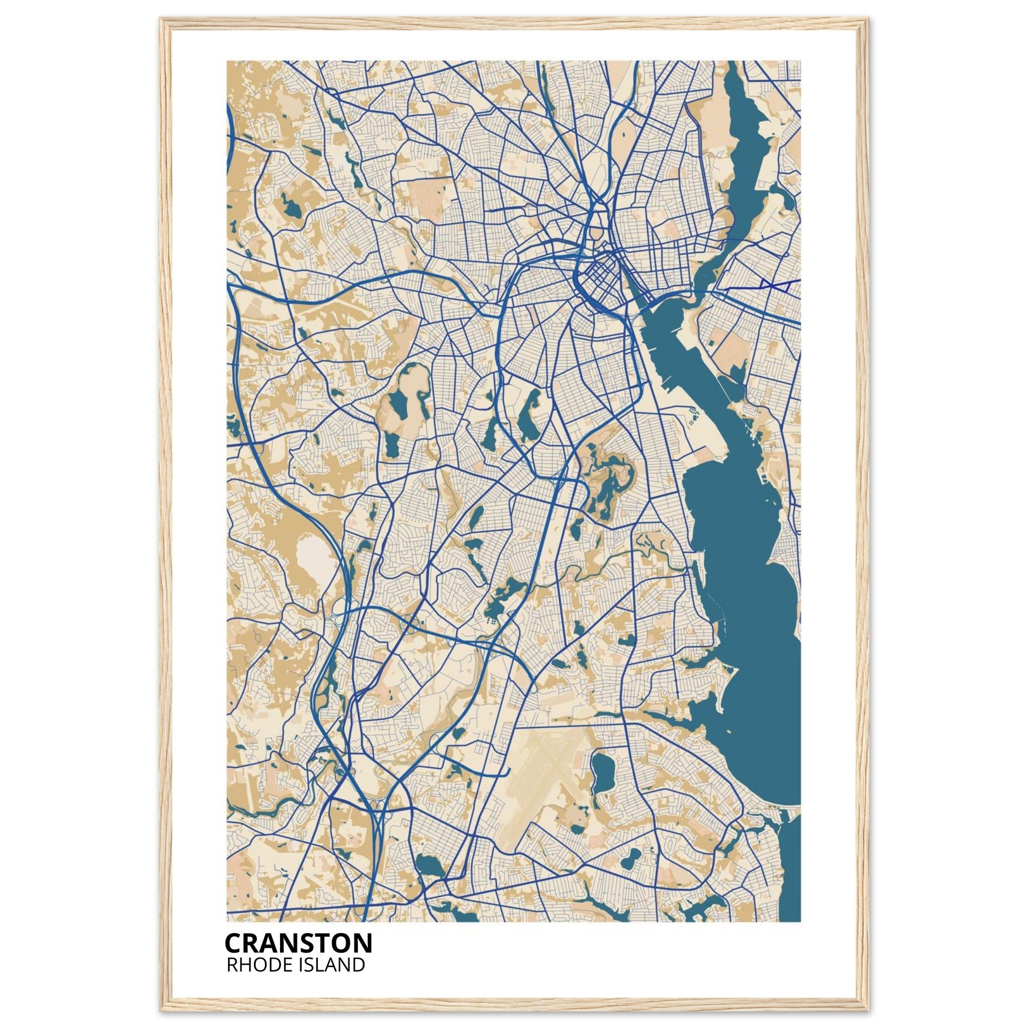 Cranston Rhode Island City Map Poster | Custom Map Art Print - Ink And Atlas