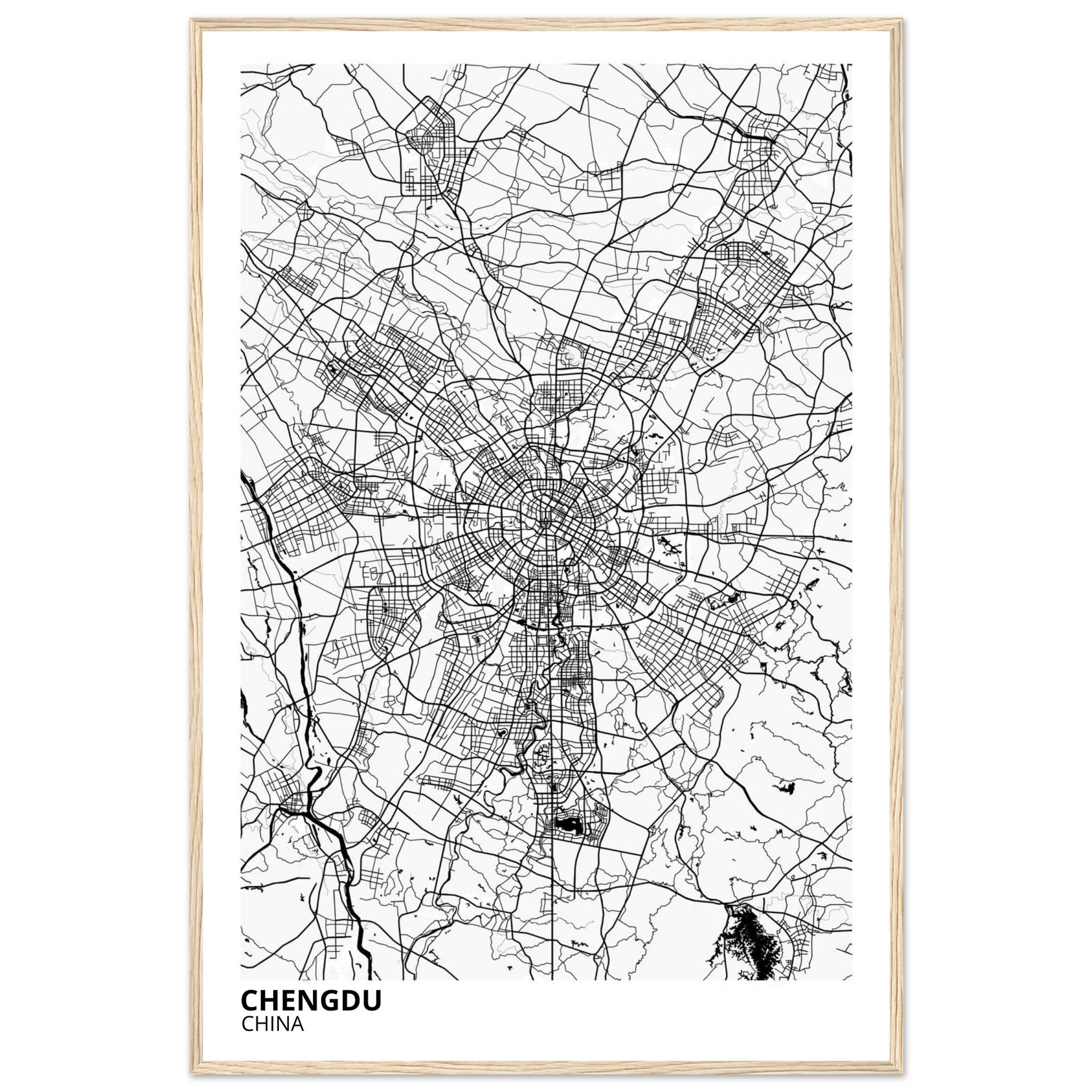 chengdu china map poster print