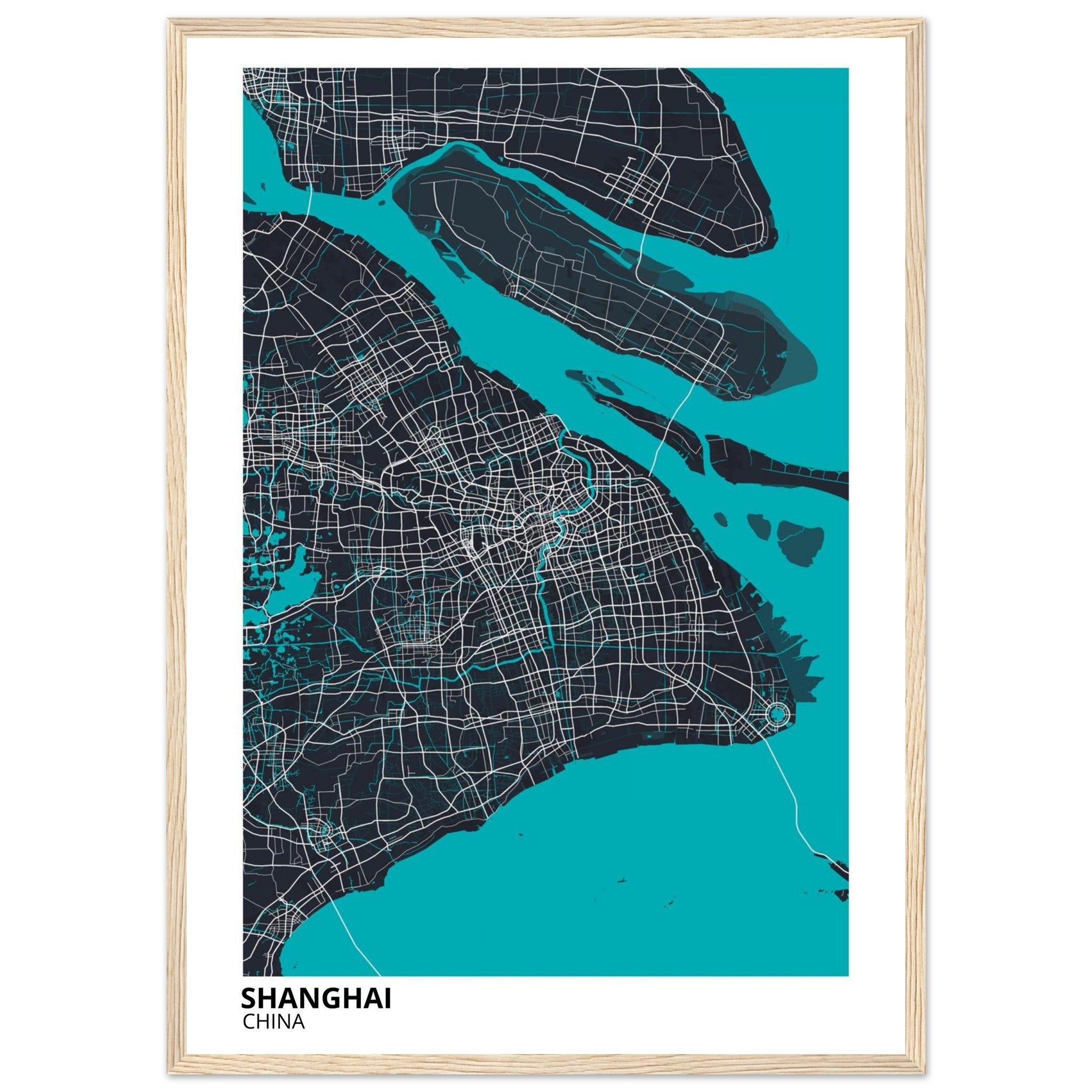 shanghai china map poster print