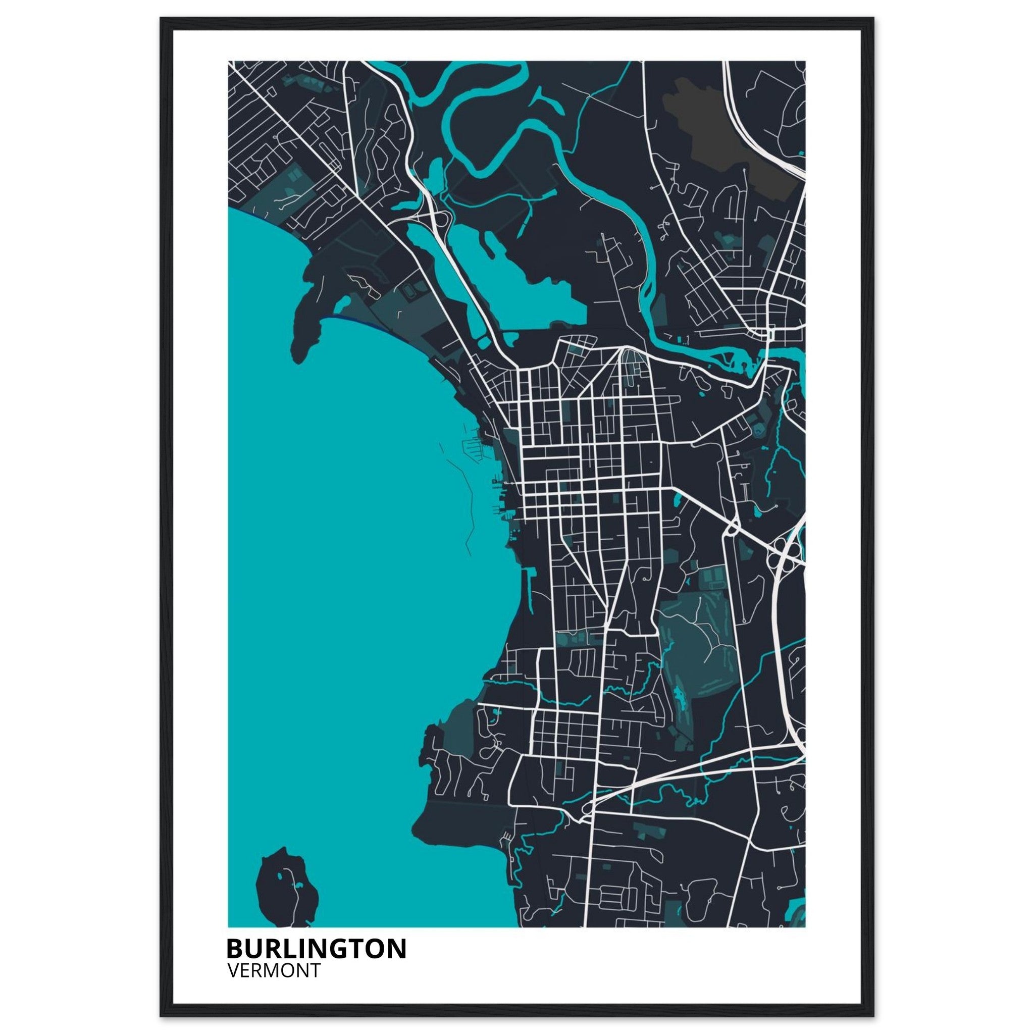 Burlington Vermont City Map Poster | Custom Map Art Print - Ink And Atlas