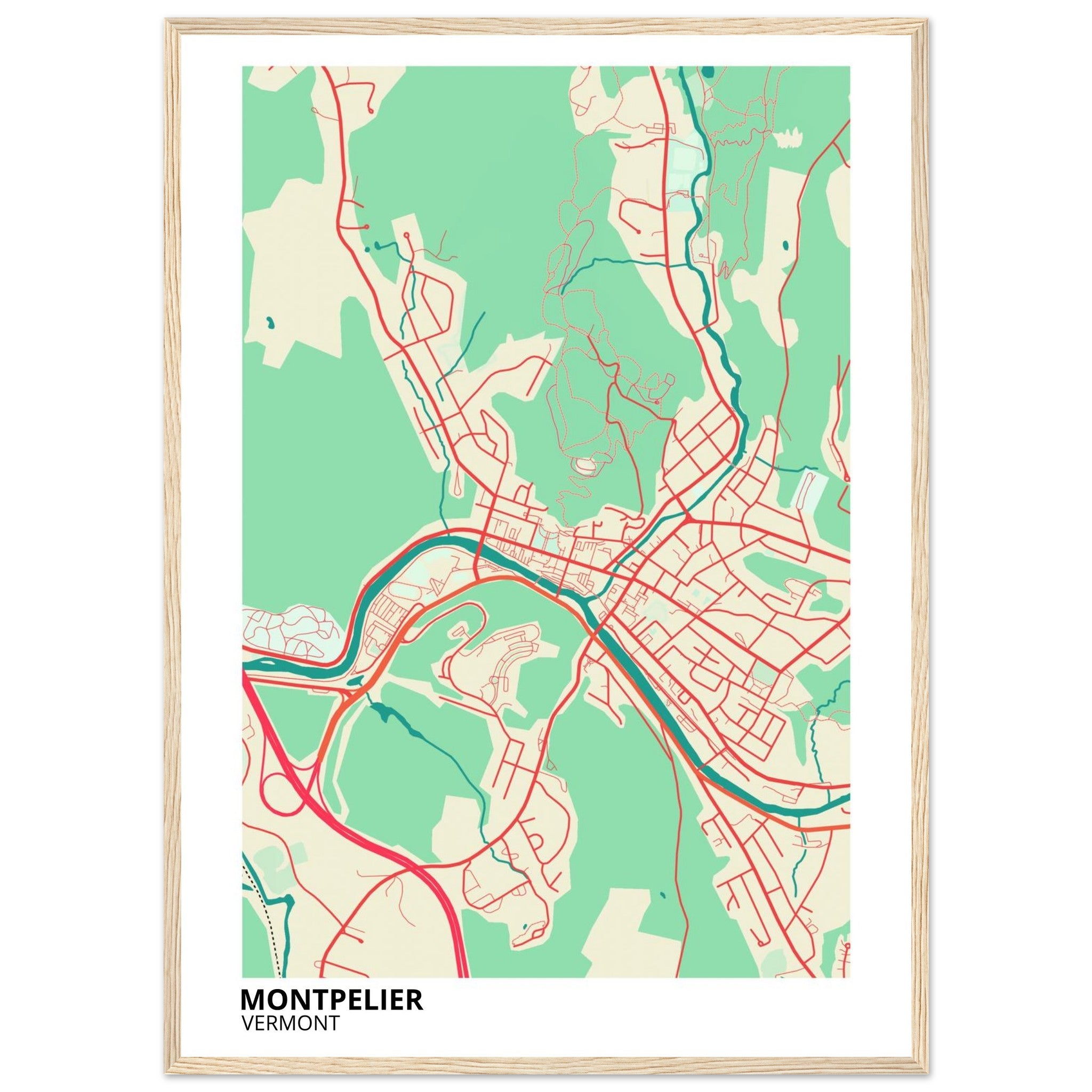 montpelier map poster print