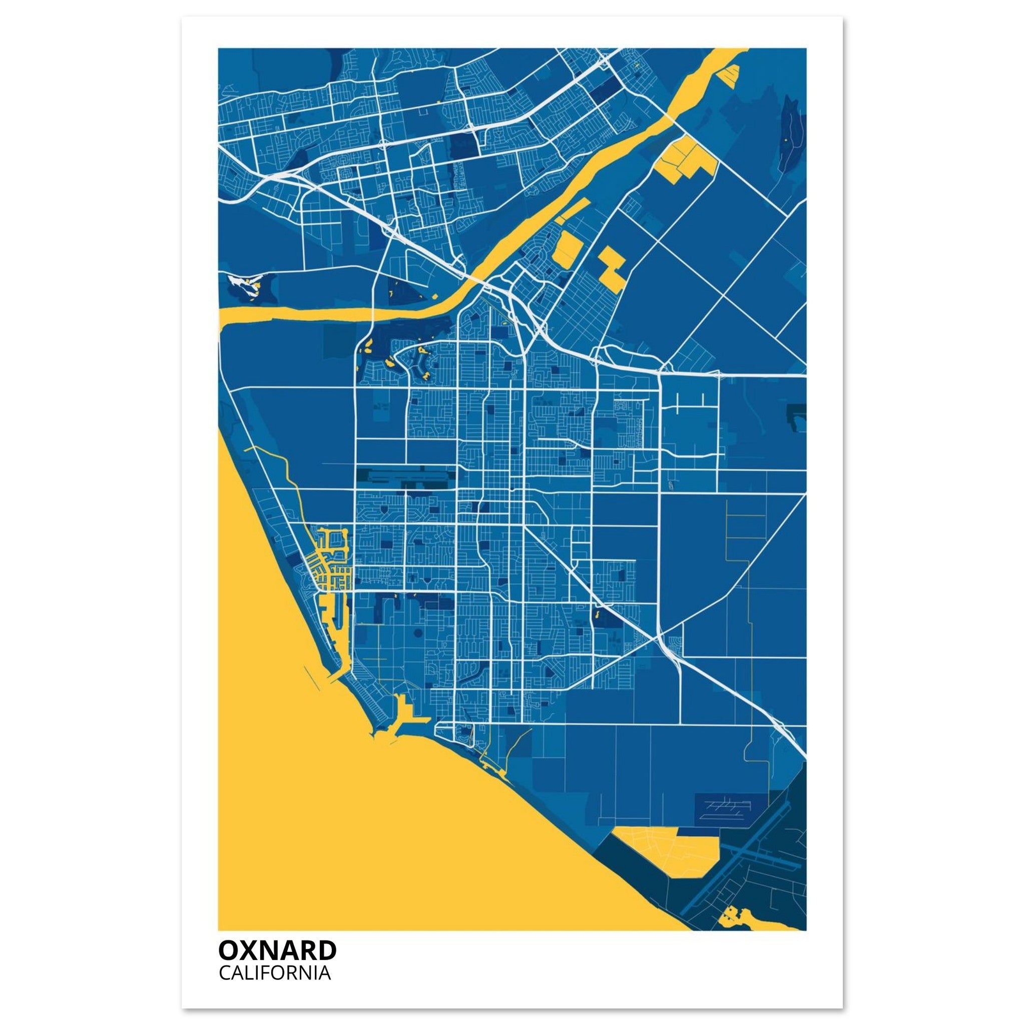 Oxnard California City Map Poster | Custom Map Art Print - Ink And Atlas