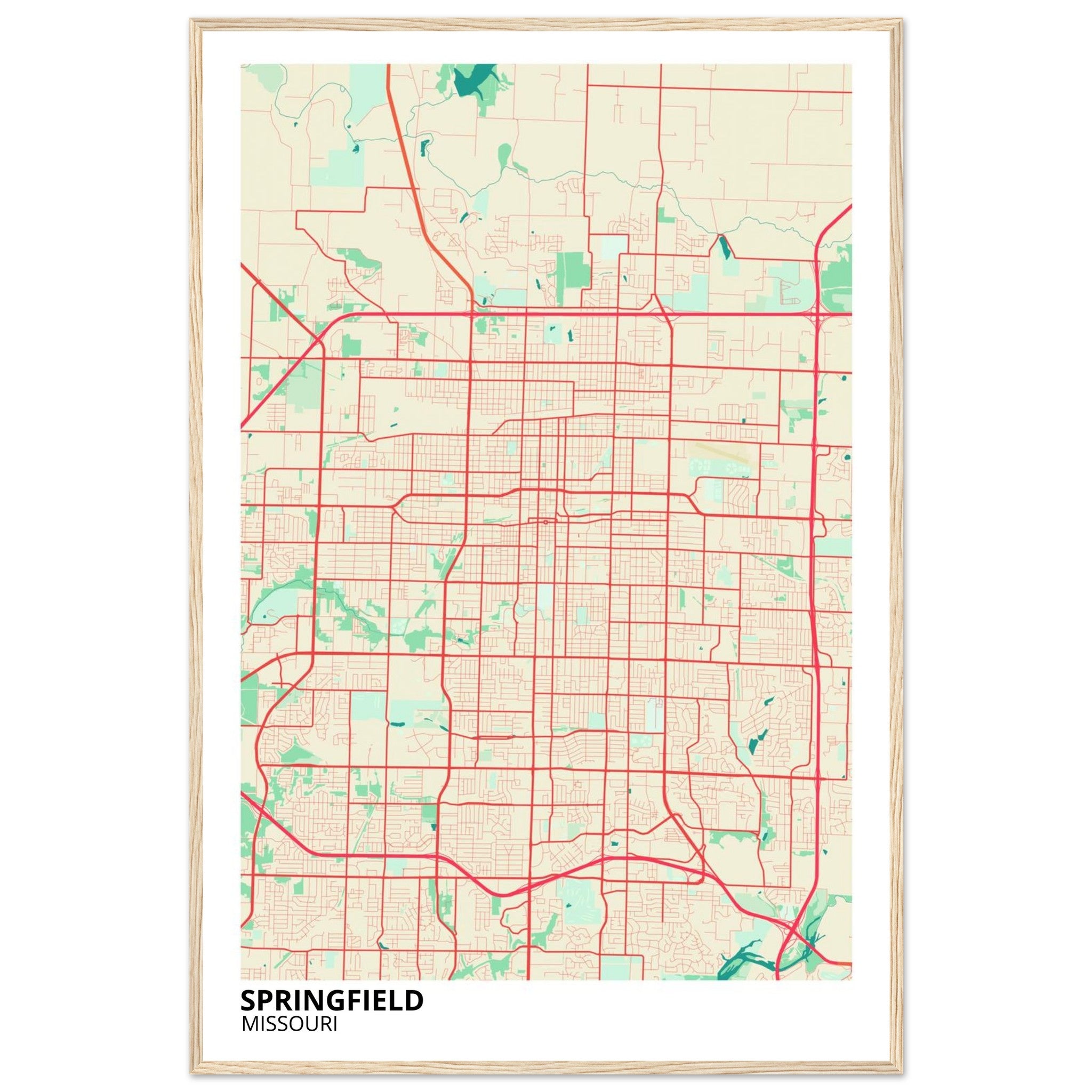 Springfield Missouri City Map Poster | Custom Map Art Print - Ink And Atlas