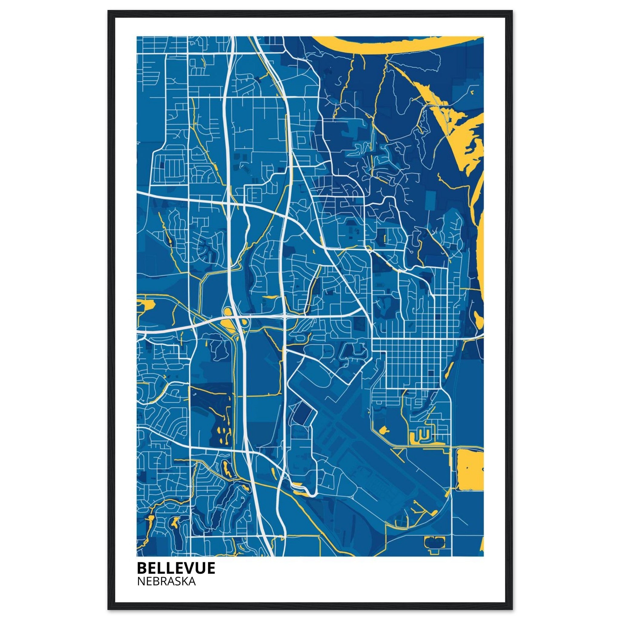 Bellevue Nebraska City Map Poster | Custom Map Art Print - Ink And Atlas