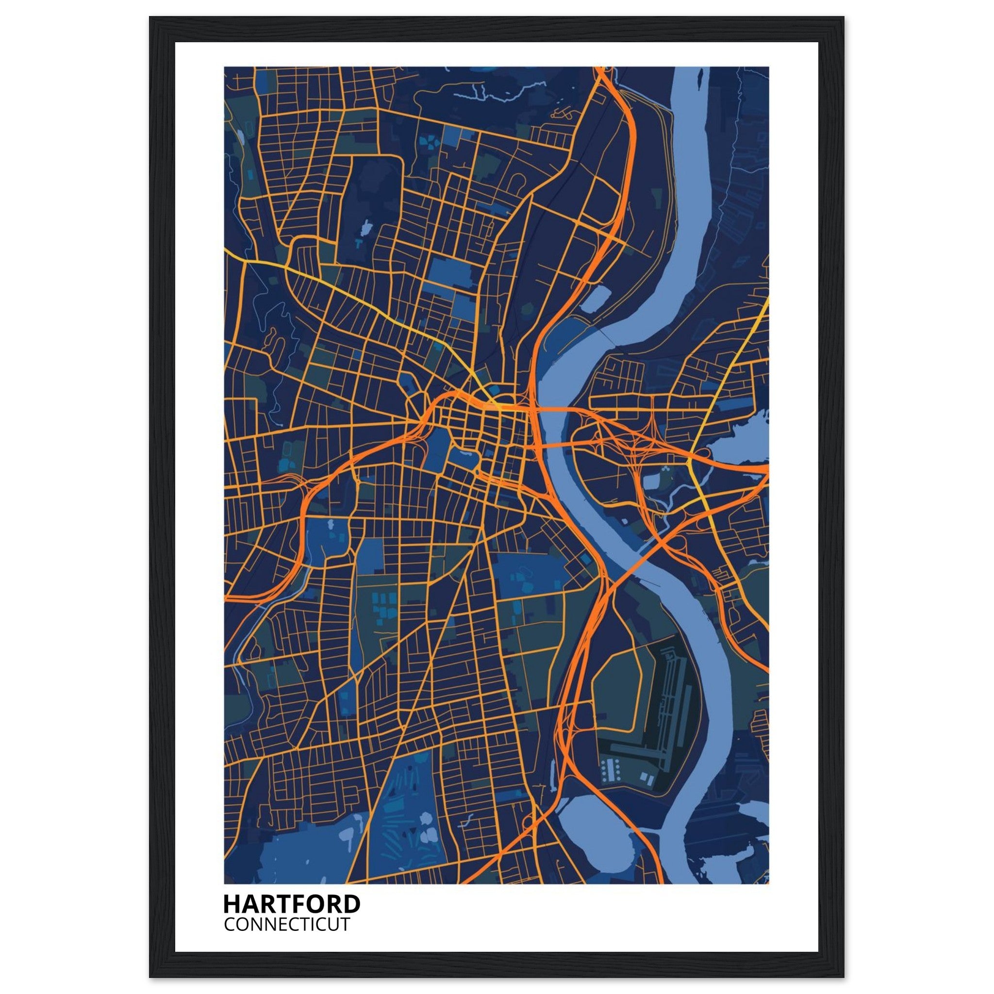 hartford map poster print