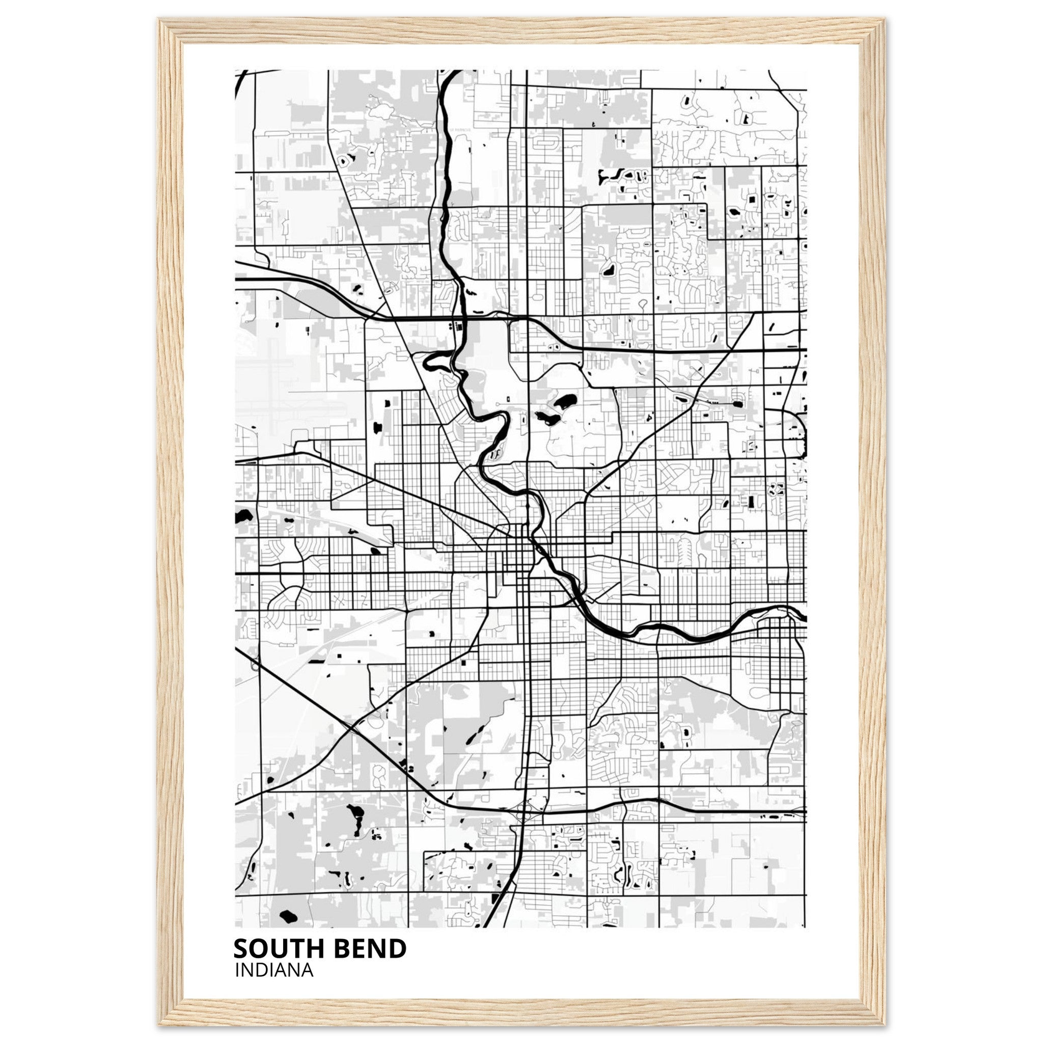 South Bend Indiana City Map Poster | Custom Map Art Print - Ink And Atlas