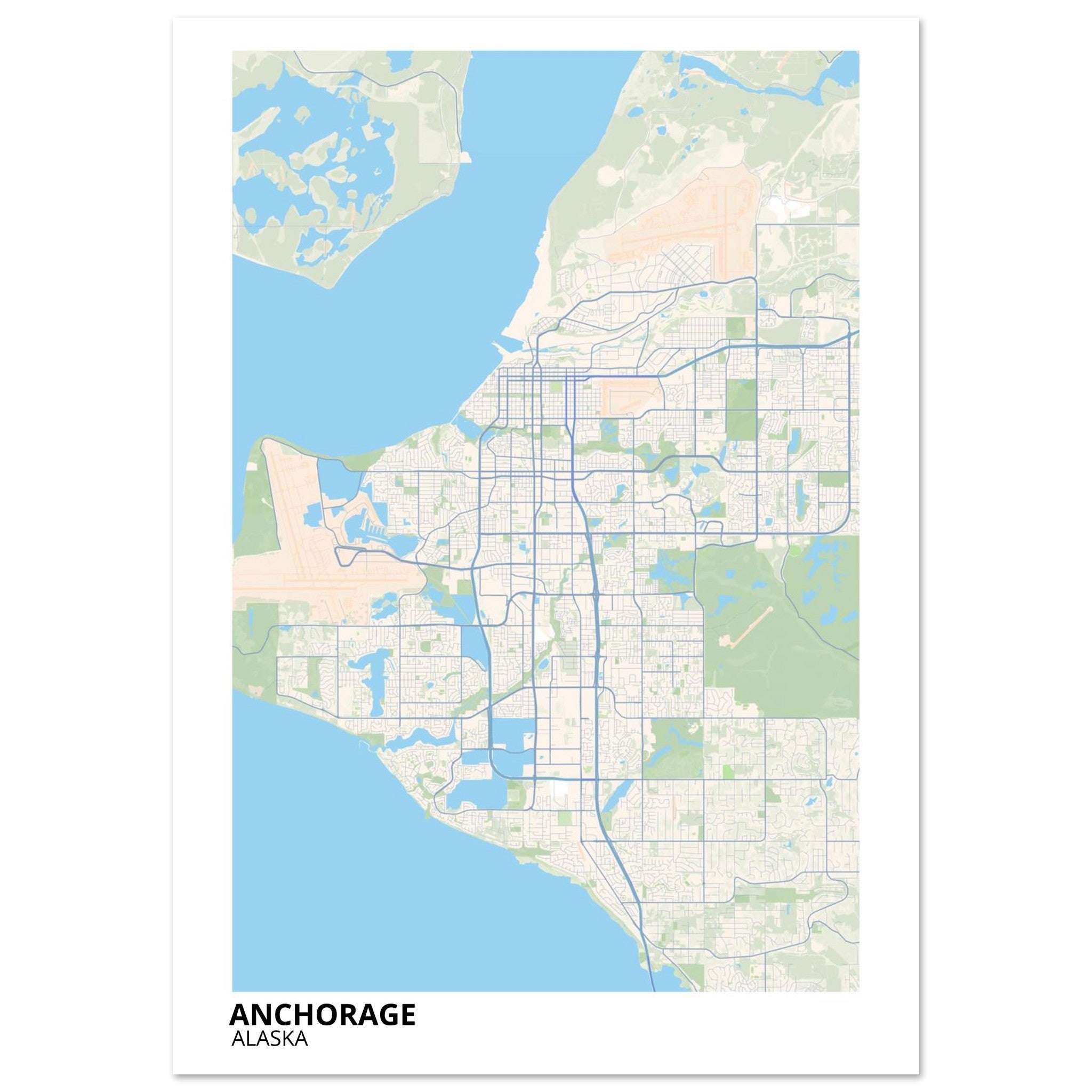 Anchorage Alaska City Map Poster | Custom Map Art Print - Ink And Atlas