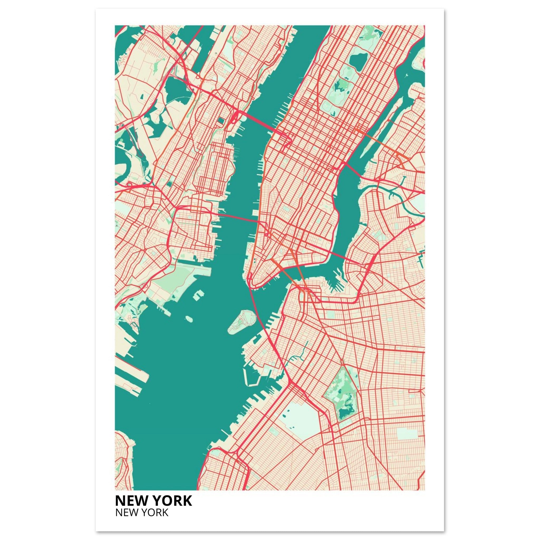 new york map poster print