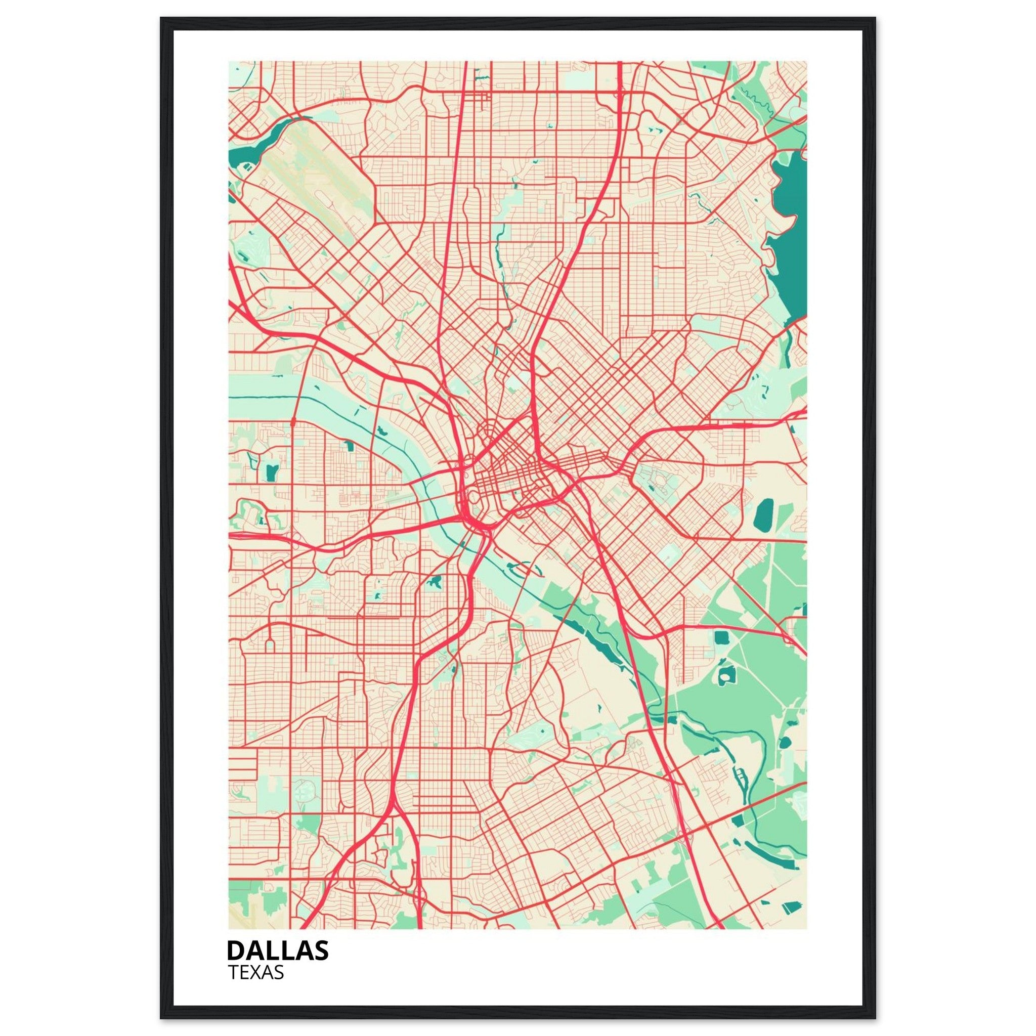 dallas map poster print
