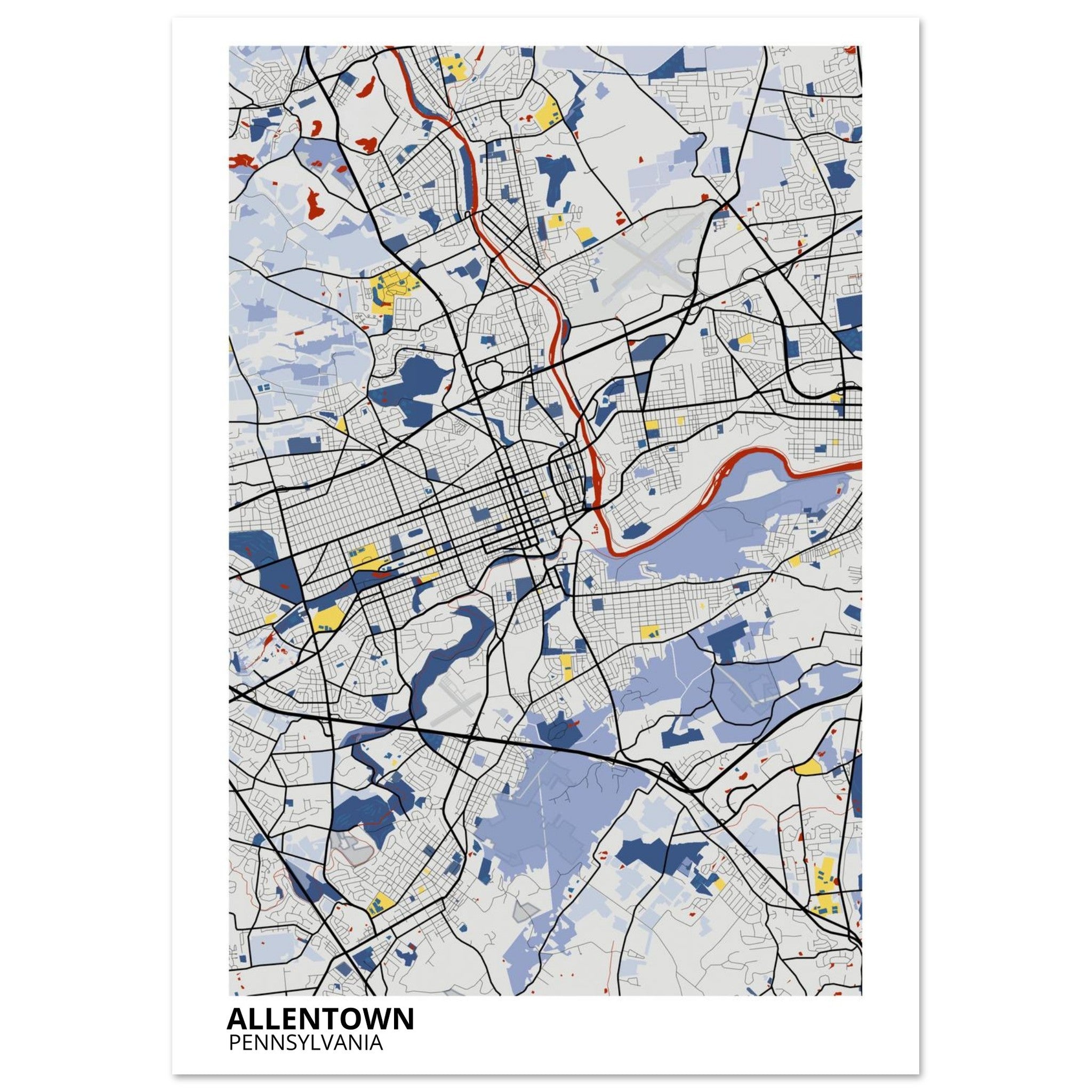 allentown map poster print