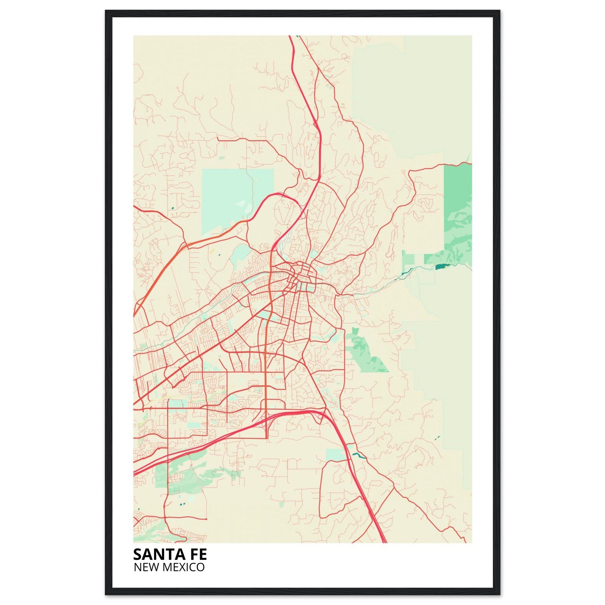 santa fe map poster print