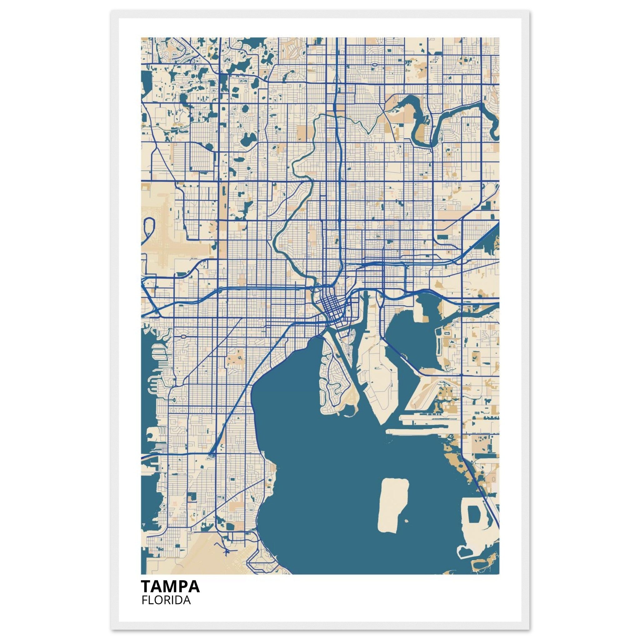 tampa map poster print