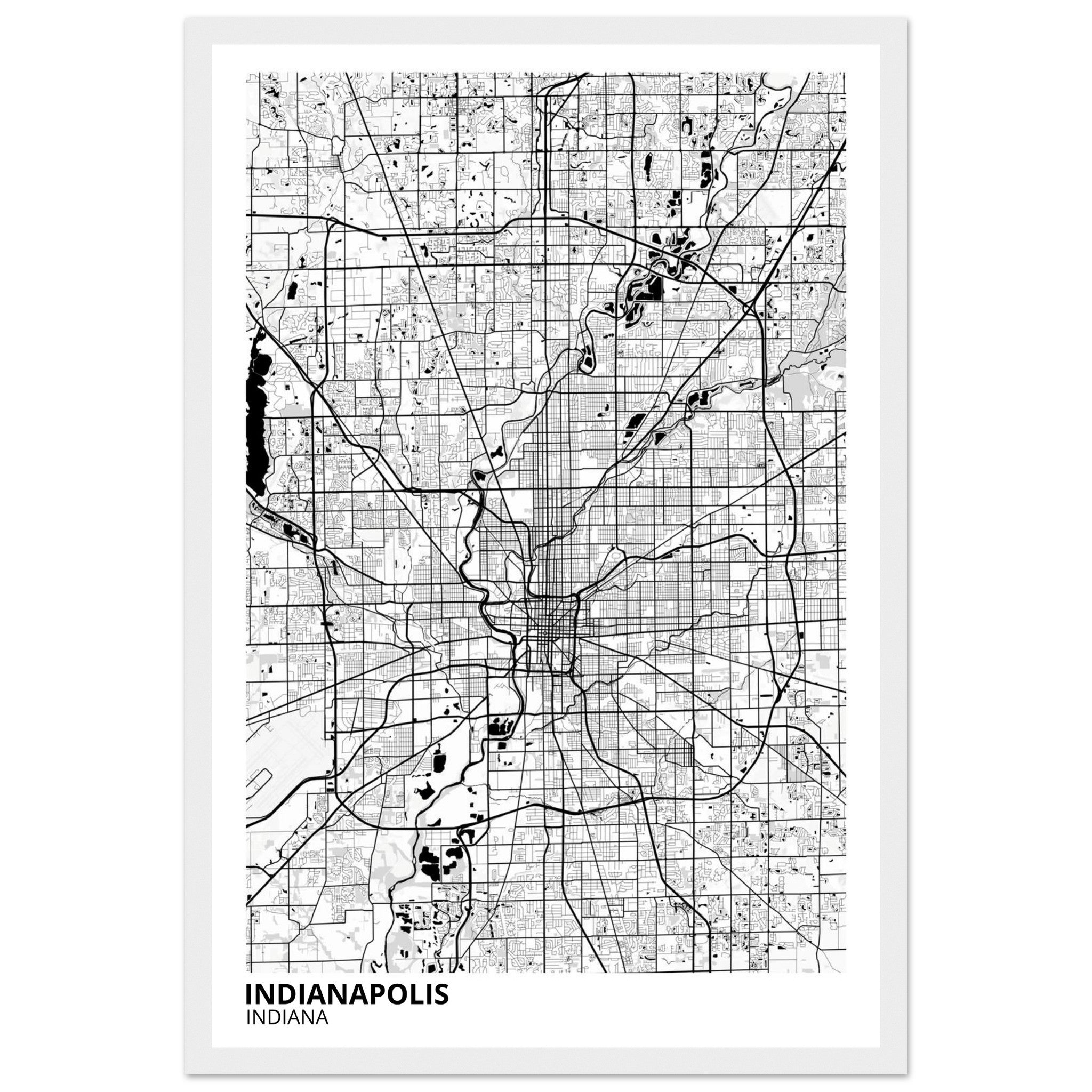 indianapolis map poster print