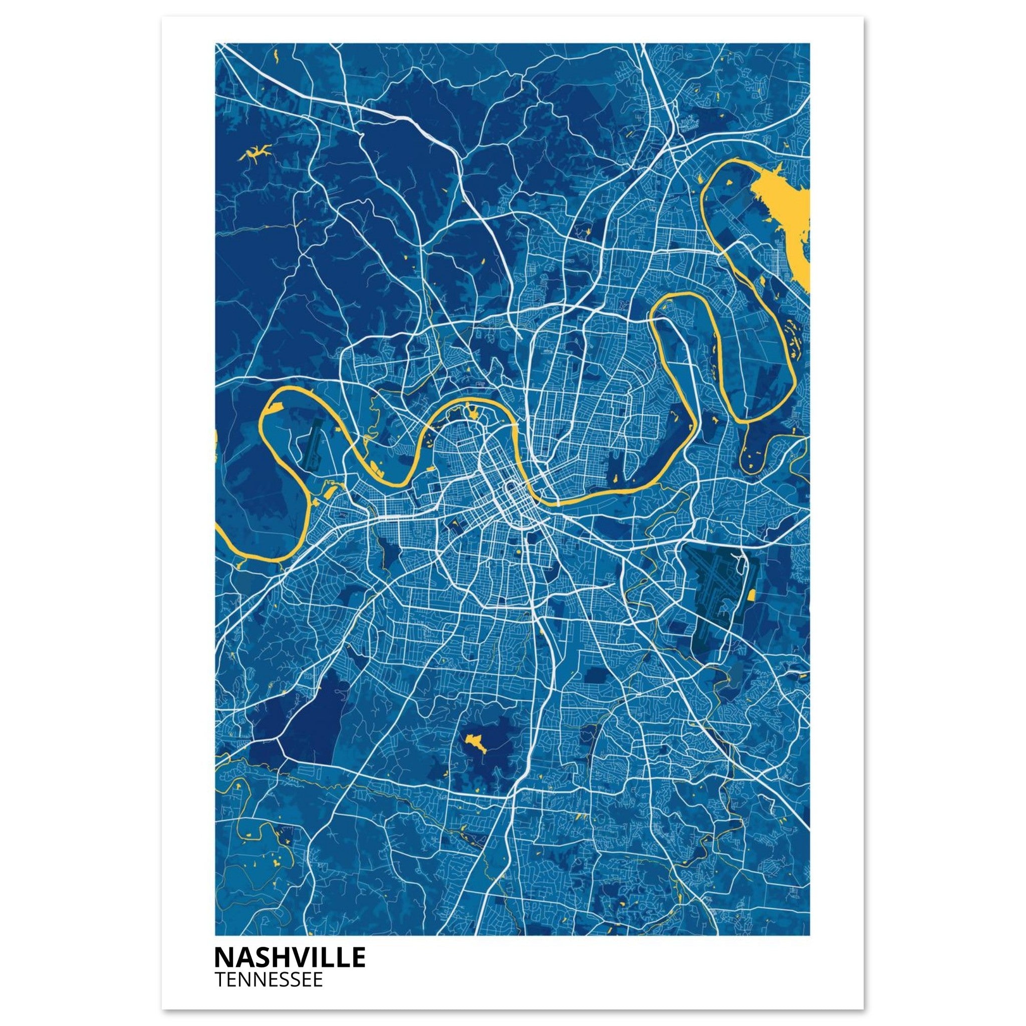 nashville map poster print