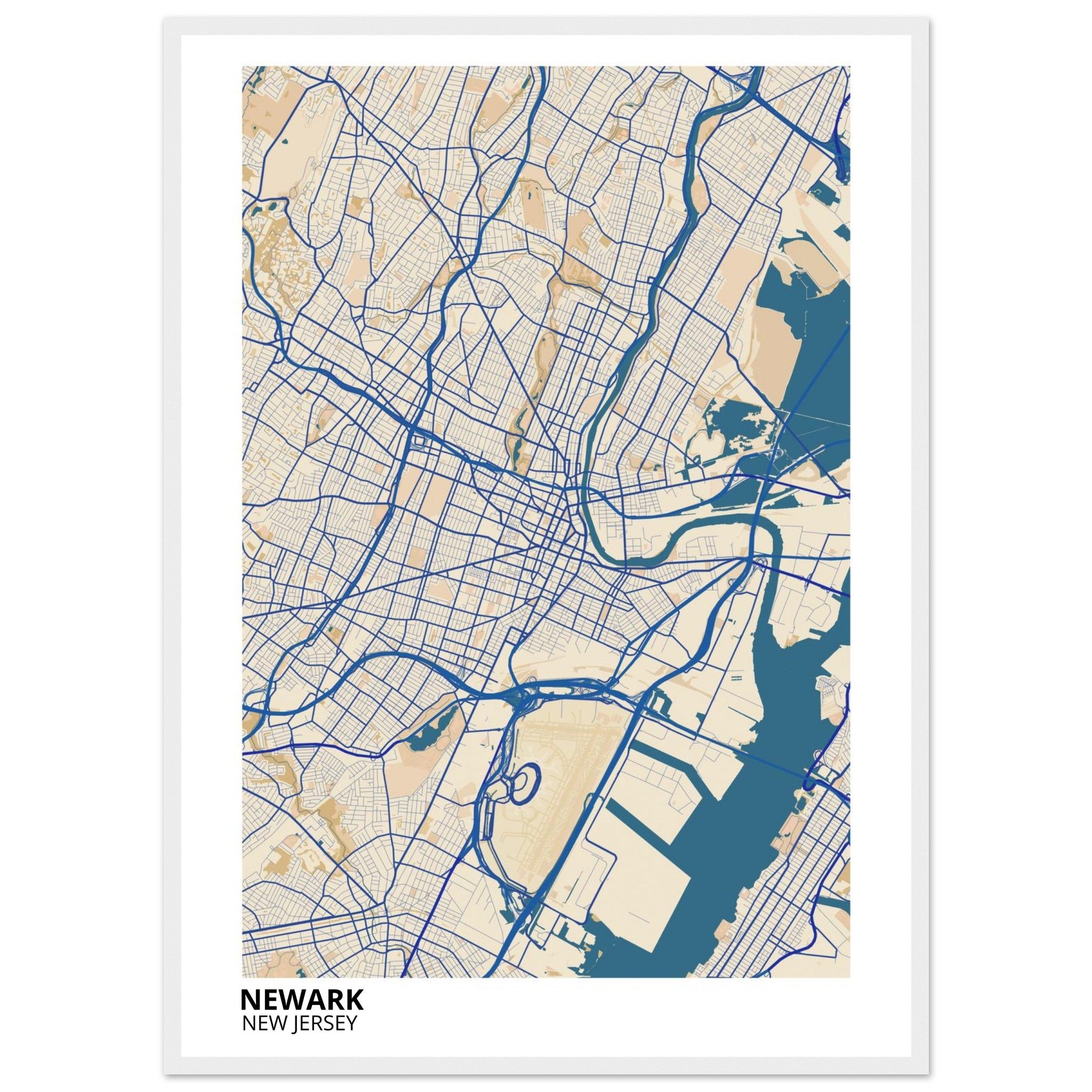Newark New Jersey City Map Poster | Custom Map Art Print - Ink And Atlas