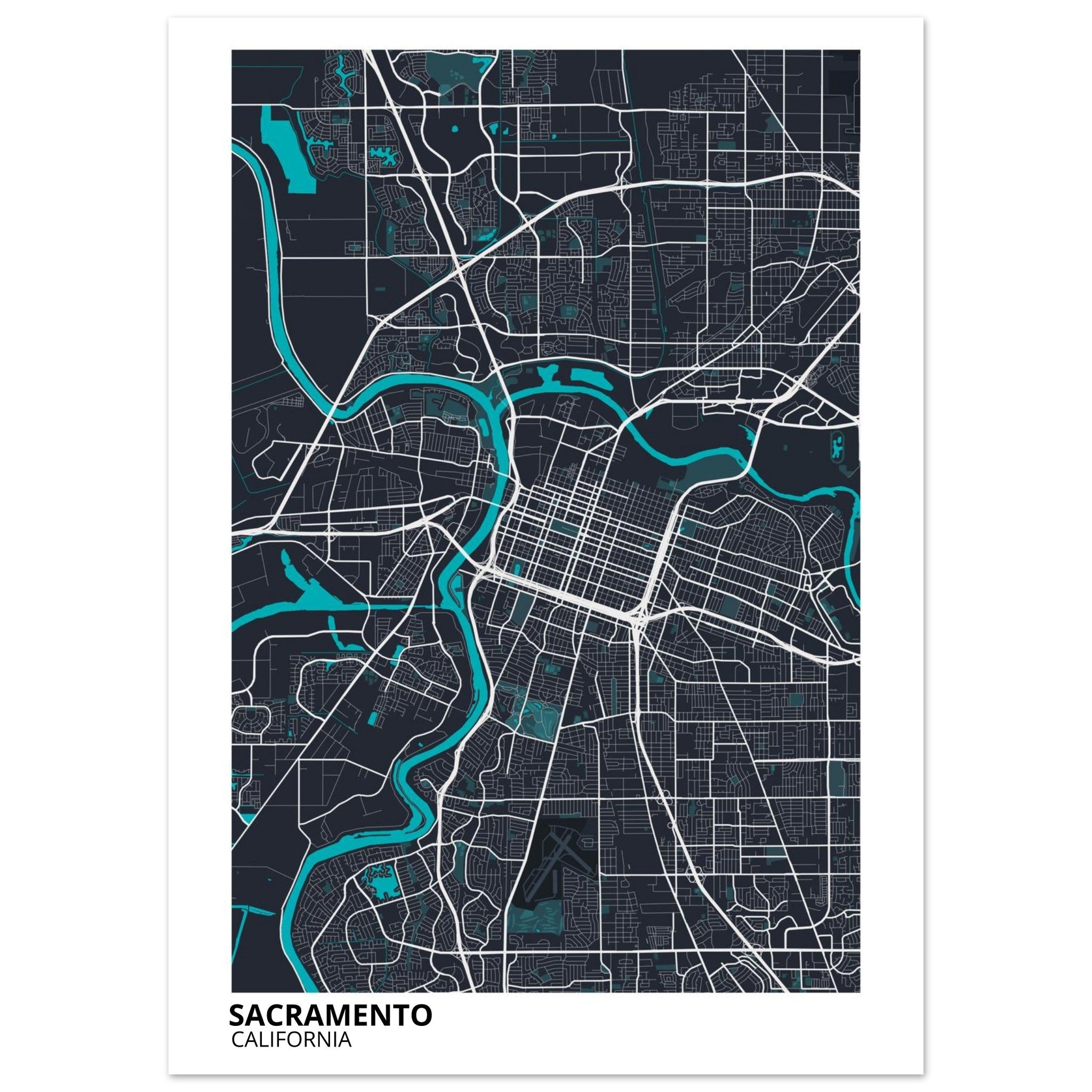 sacramento map poster print