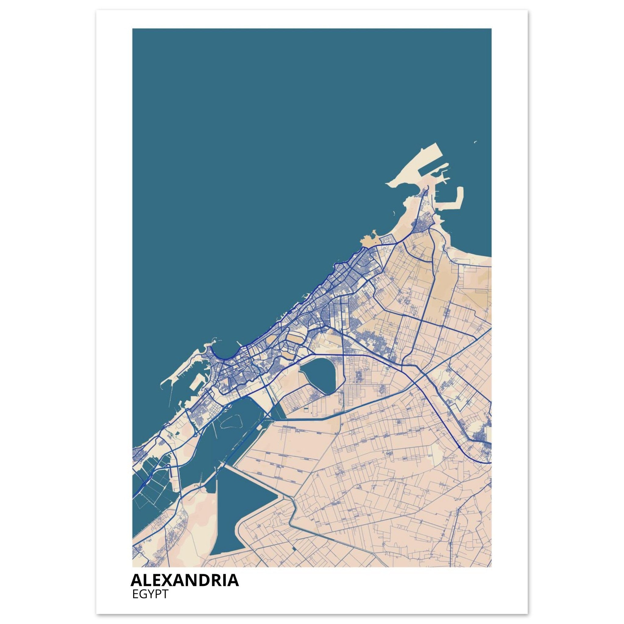 Alexandria Egypt City Map Poster | Custom Map Art Print - Ink And Atlas