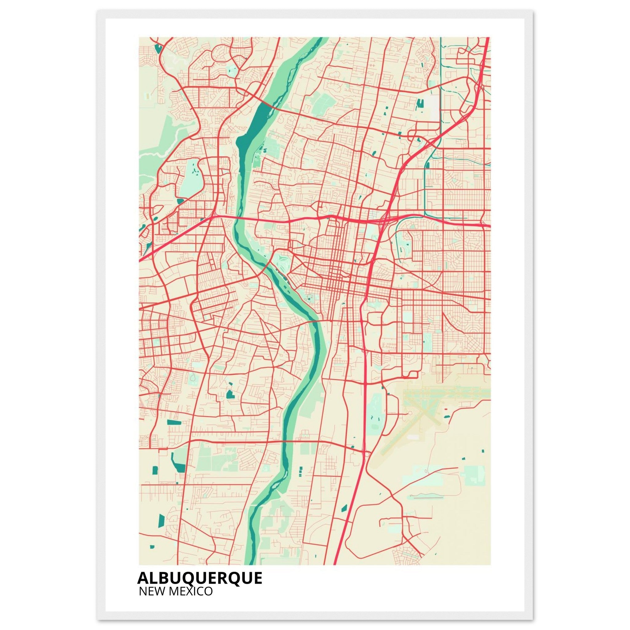 albuquerque map poster print