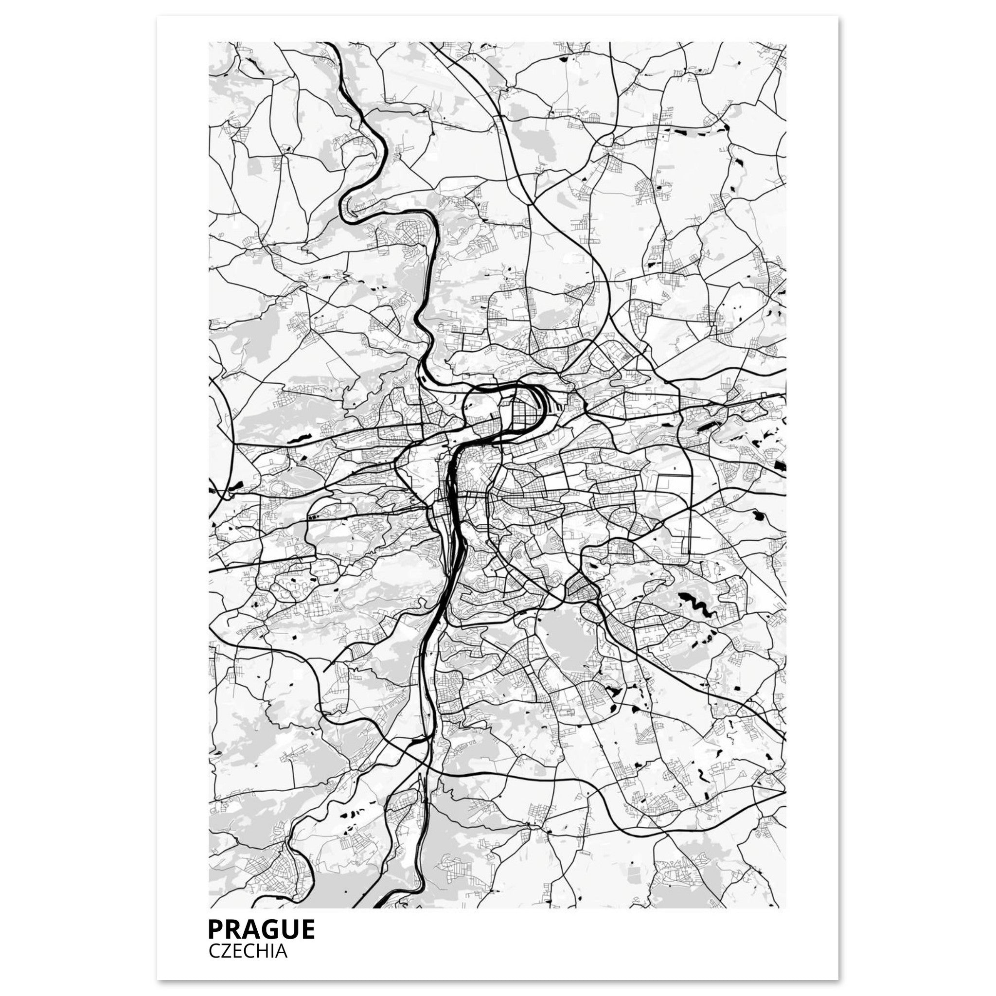 Prague Czechia City Map Poster | Custom Map Art Print - Ink And Atlas
