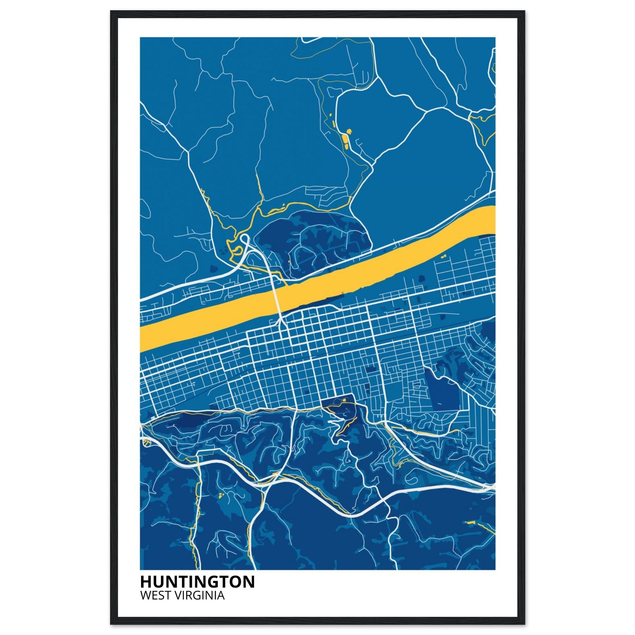 Huntington West Virginia City Map Poster | Custom Map Art Print - Ink And Atlas