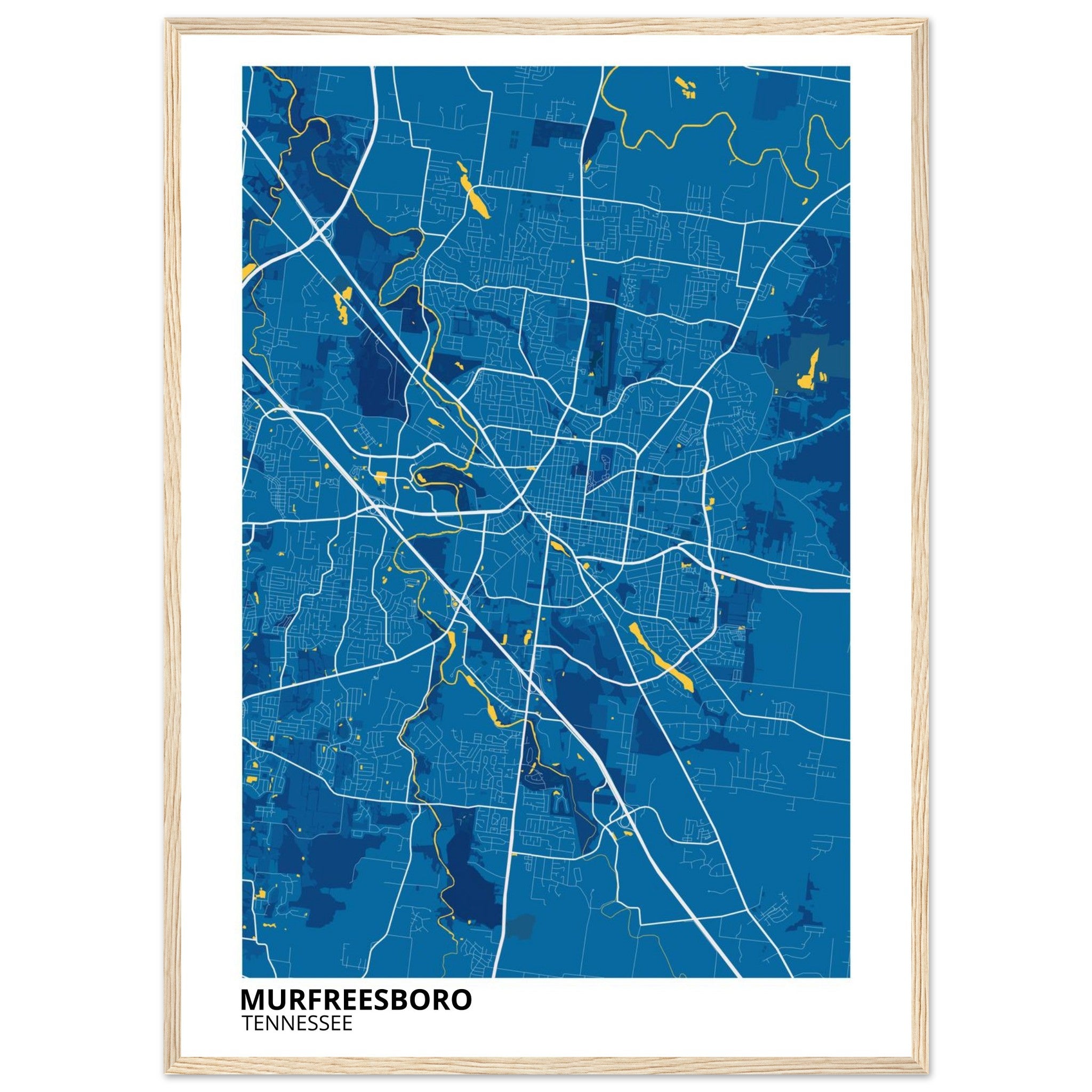 murfreesboro tennessee modern city map print