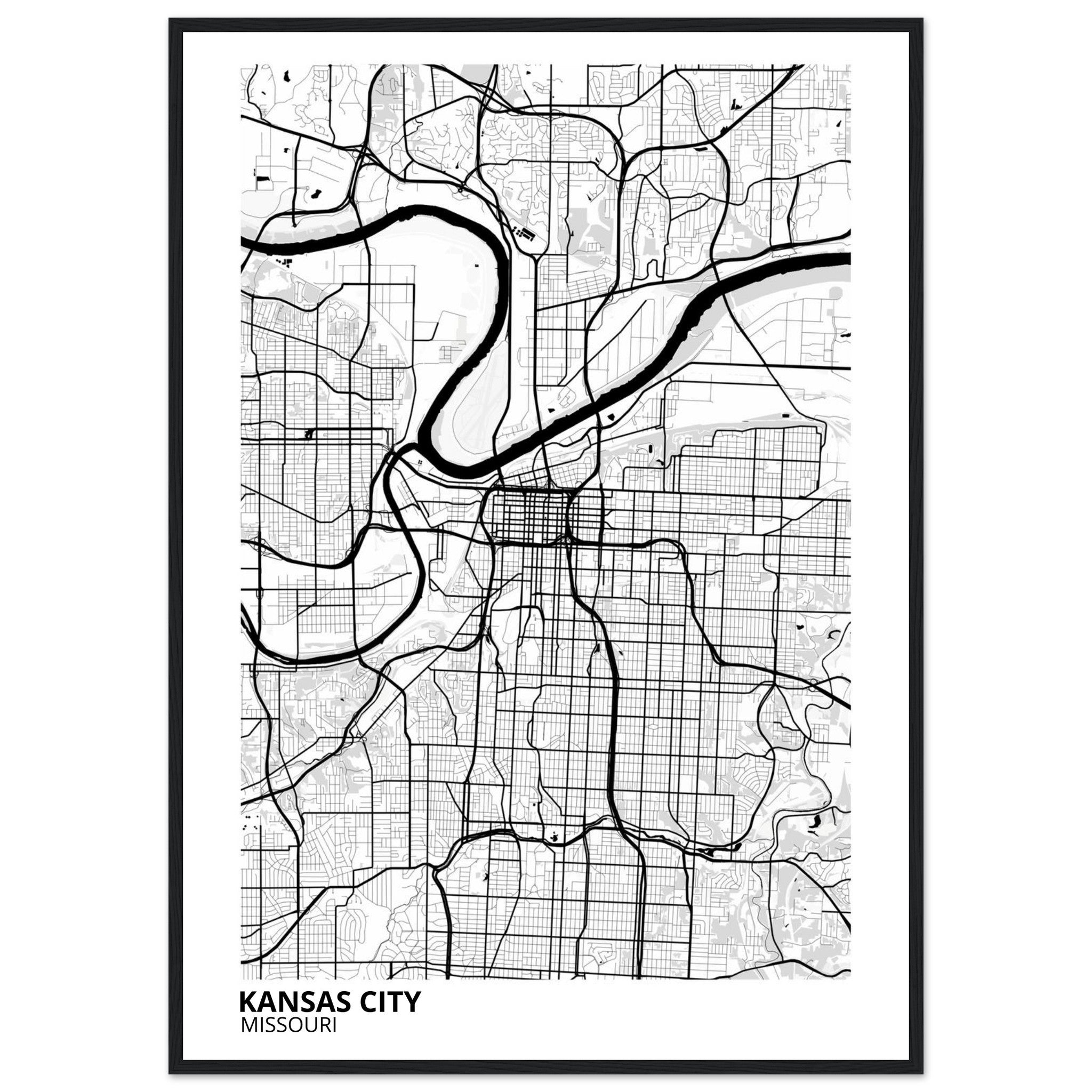 kansas city map poster print