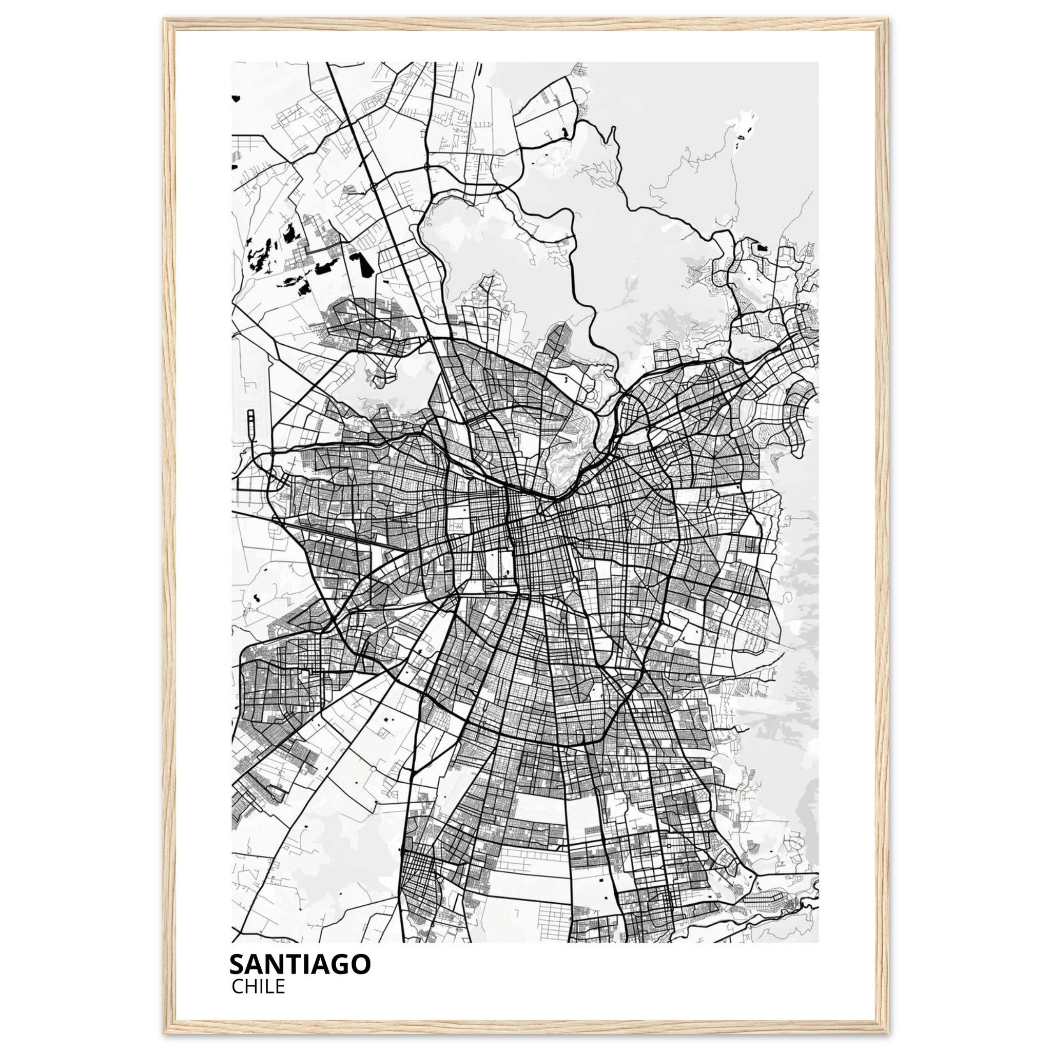 Santiago Chile City Map Poster | Custom Map Art Print - Ink And Atlas