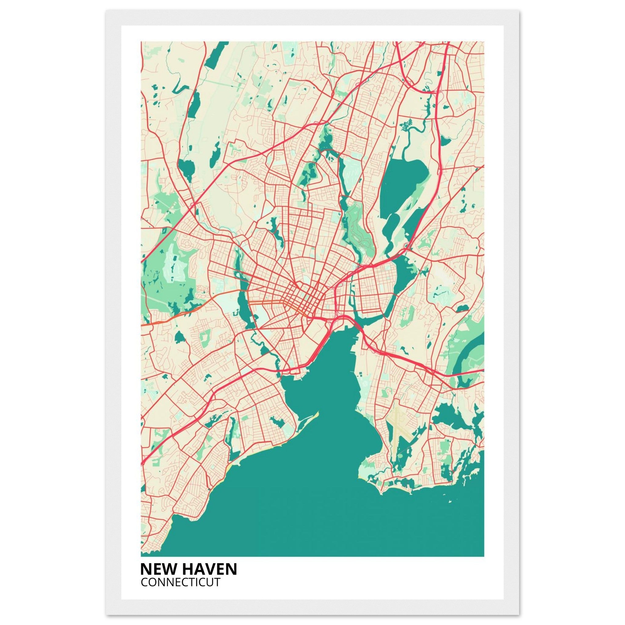 new haven map poster print