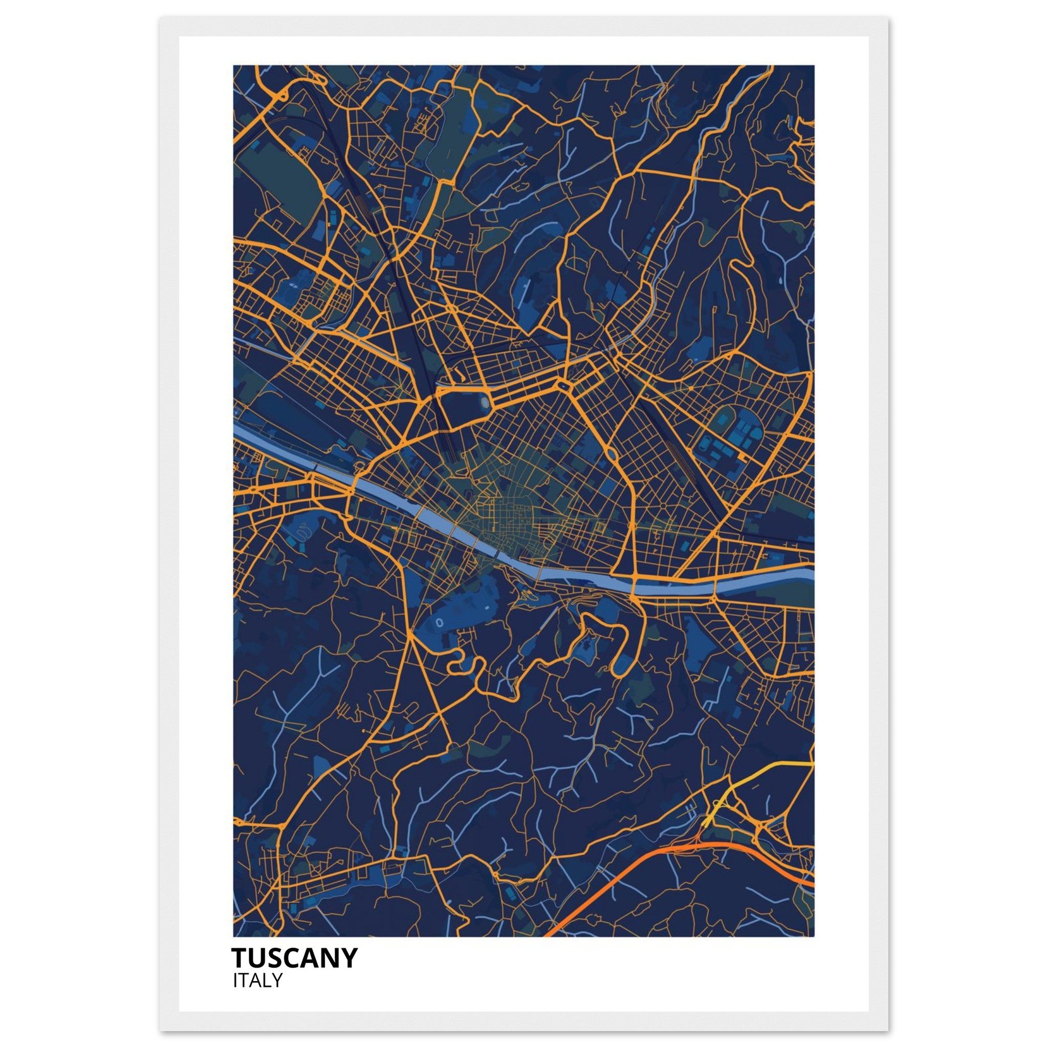 Tuscany Italy City Map Poster | Custom Map Art Print - Ink And Atlas