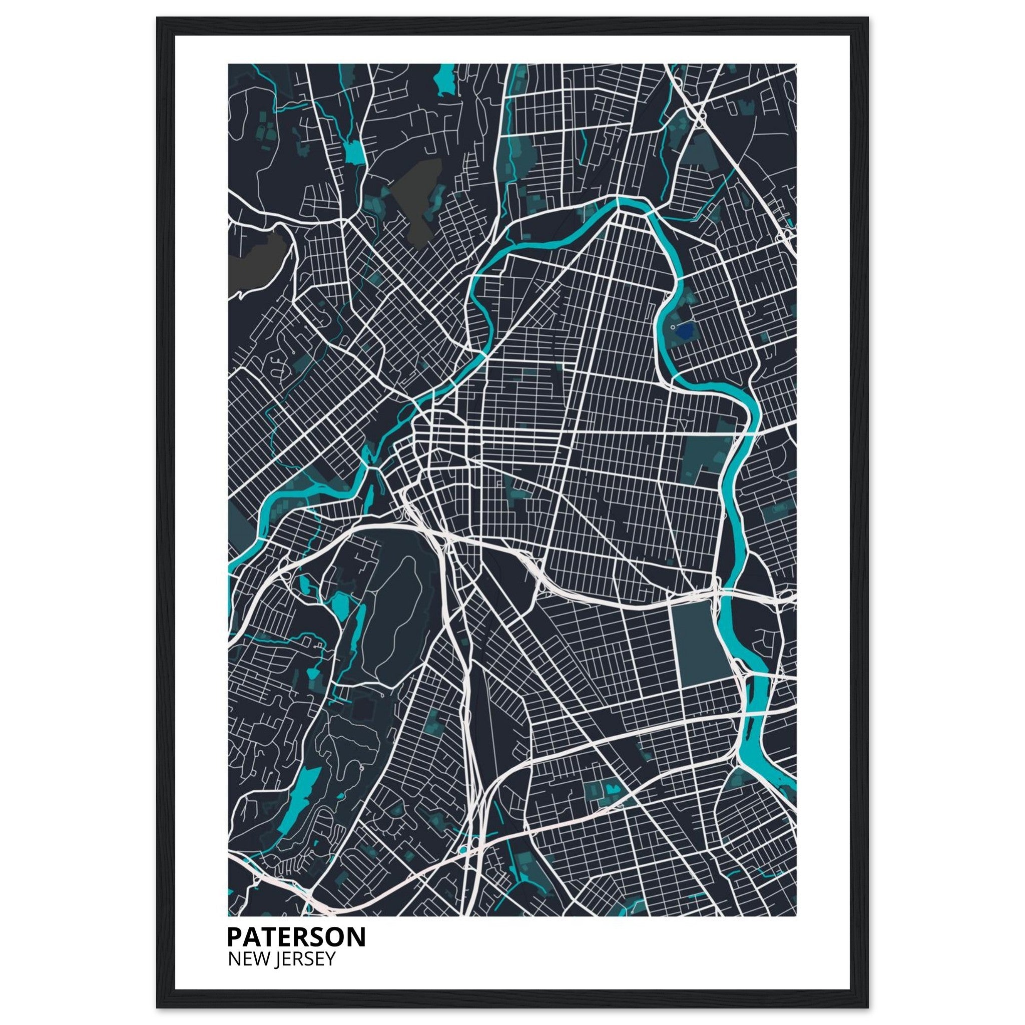 Paterson New Jersey City Map Poster | Custom Map Art Print - Ink And Atlas