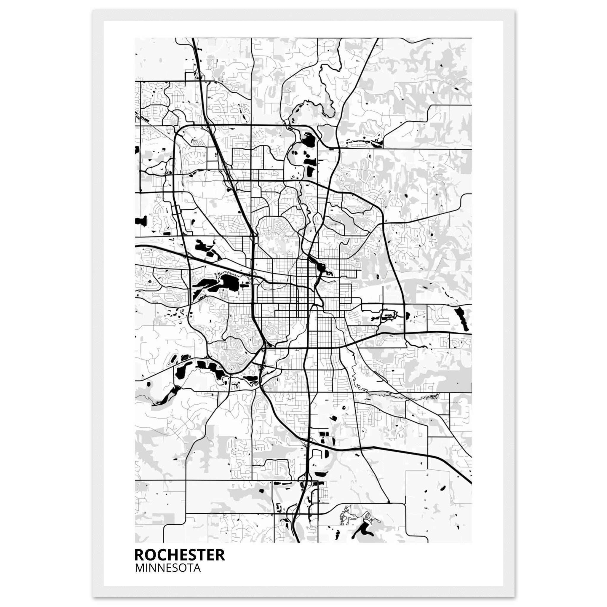 Rochester Minnesota City Map Poster | Custom Map Art Print - Ink And Atlas