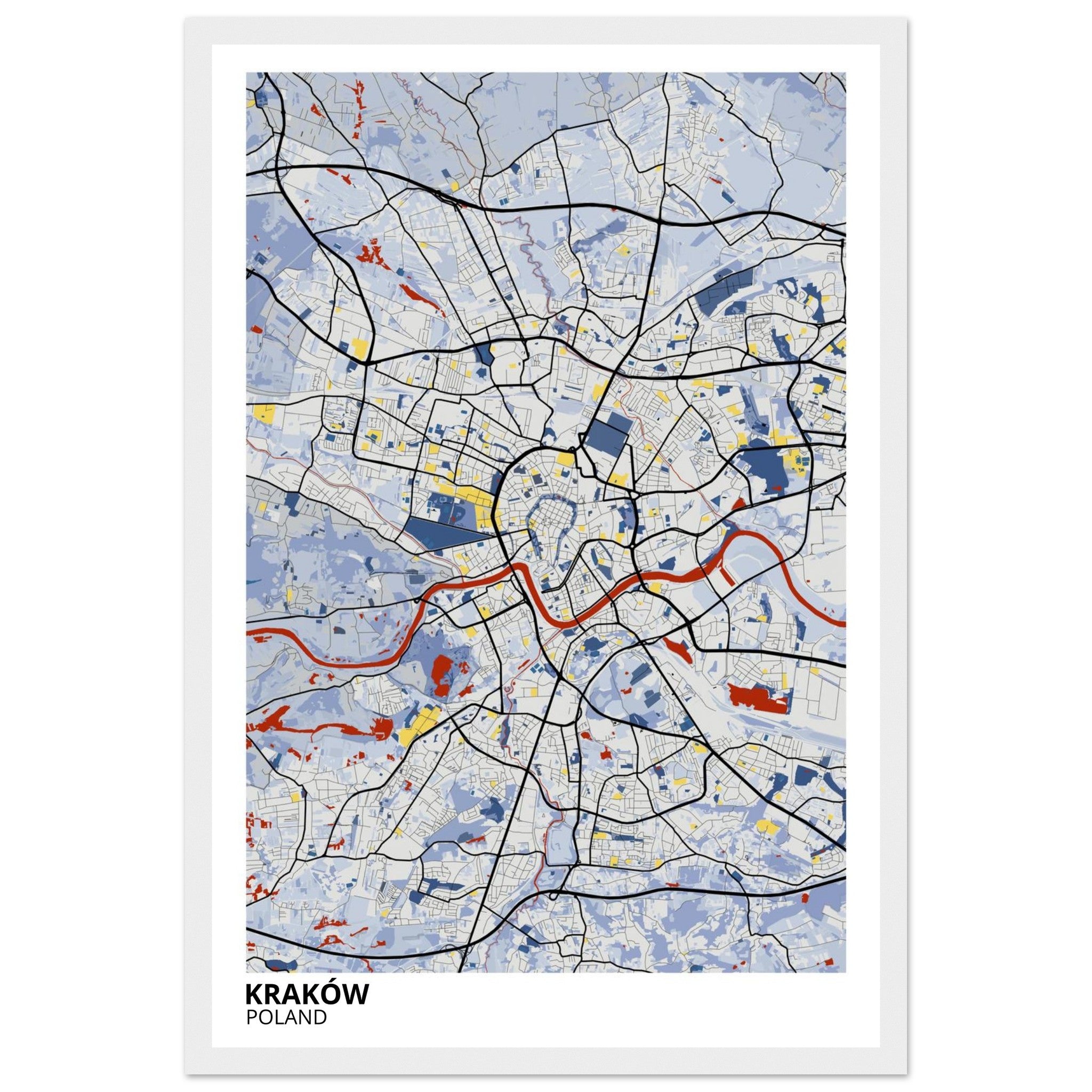 Krakow Poland City Map Poster | Custom Map Art Print - Ink And Atlas