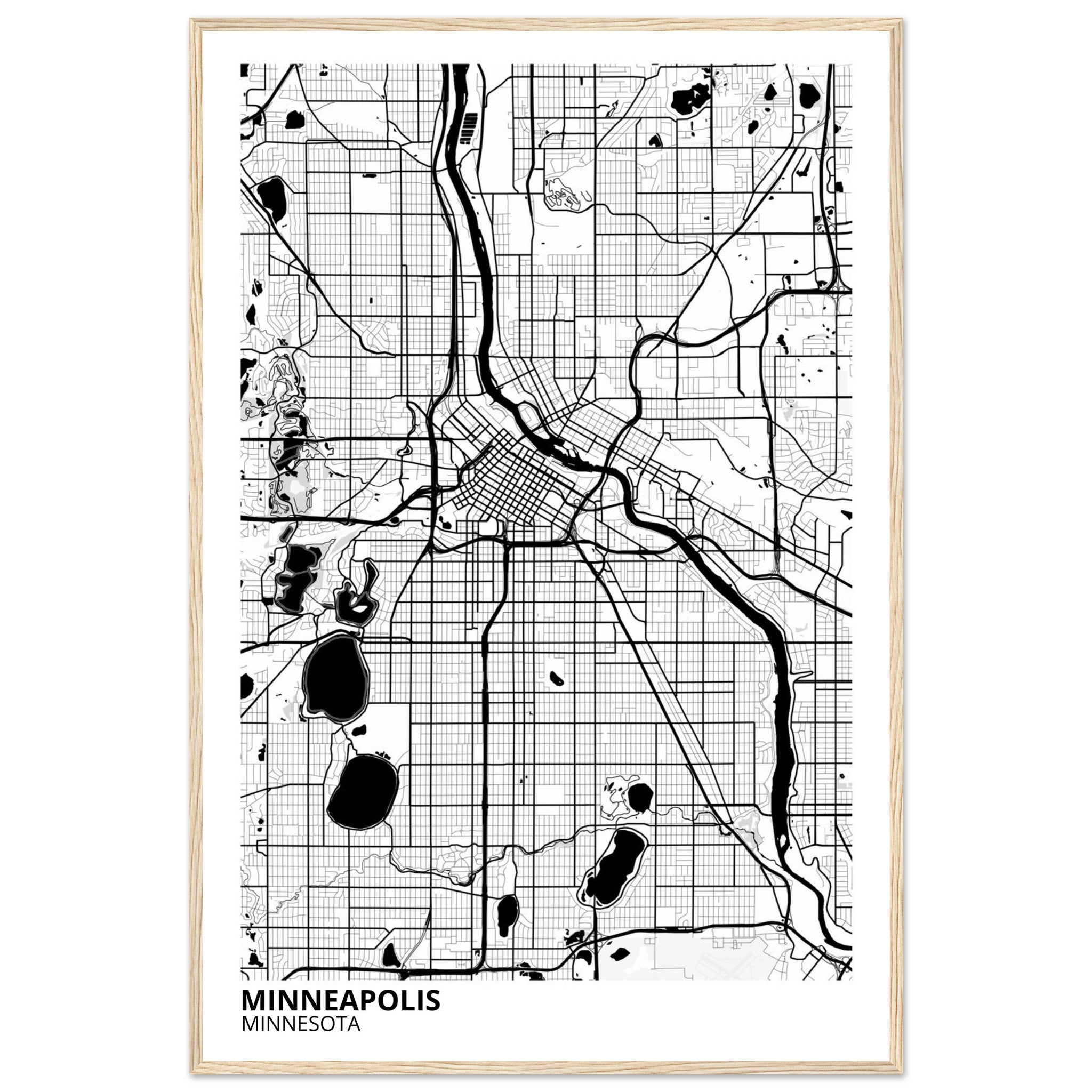 minneapolis map poster print