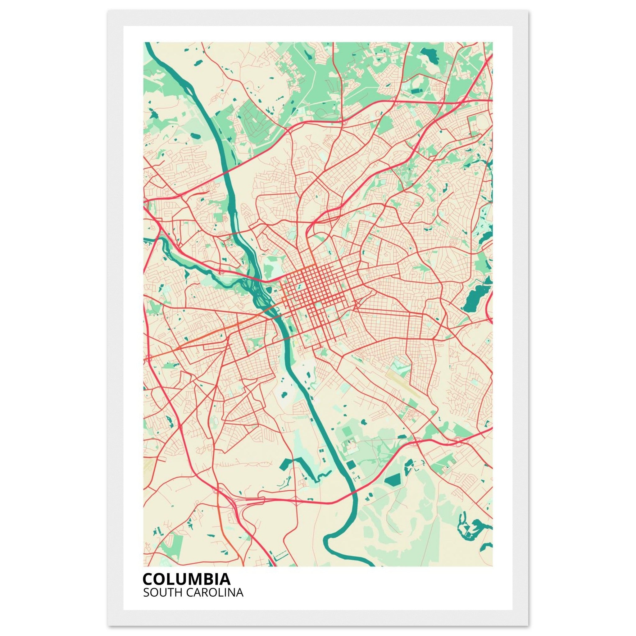 columbia map poster print