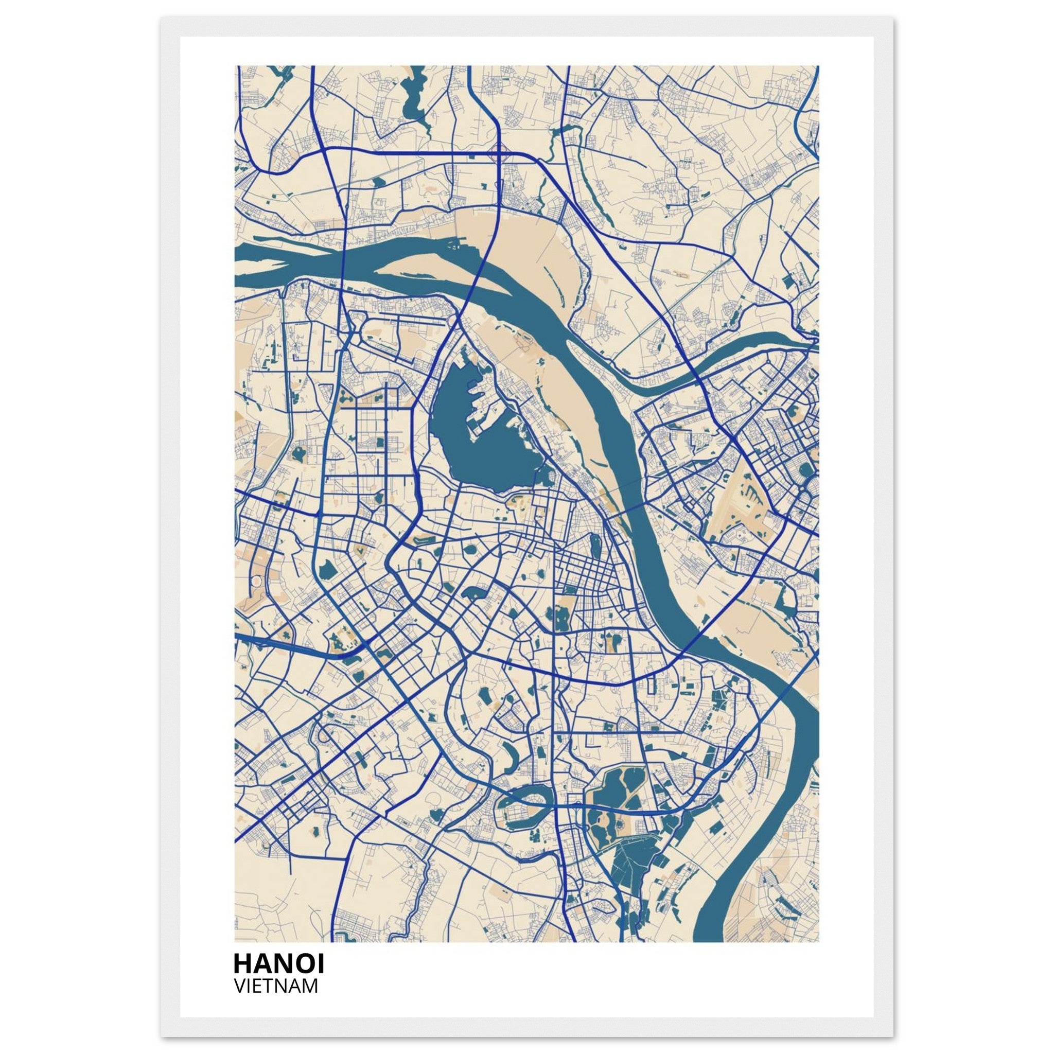 Hanoi Vietnam City Map Poster | Custom Map Art Print - Ink And Atlas