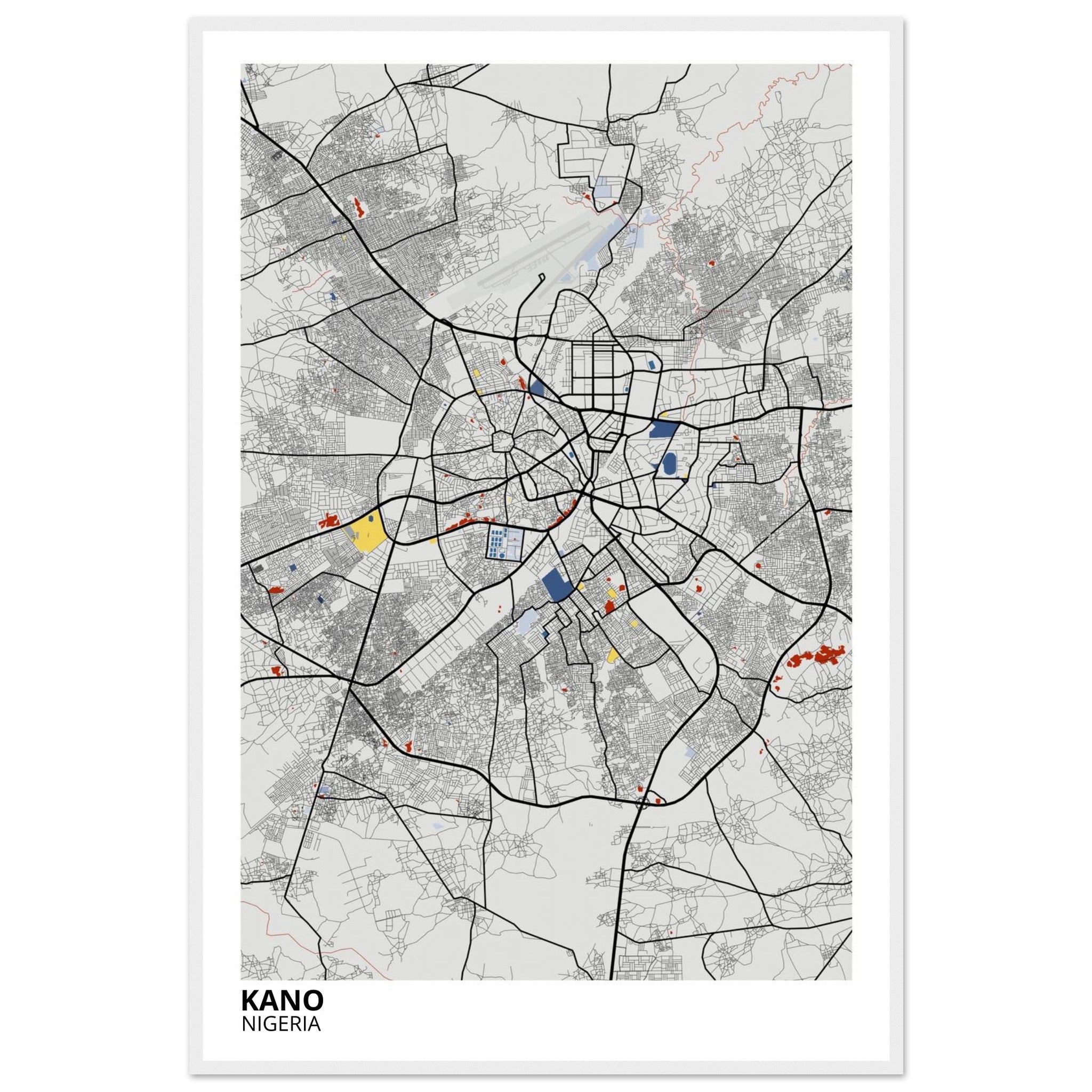 Kano Nigeria City Map Poster | Custom Map Art Print - Ink And Atlas