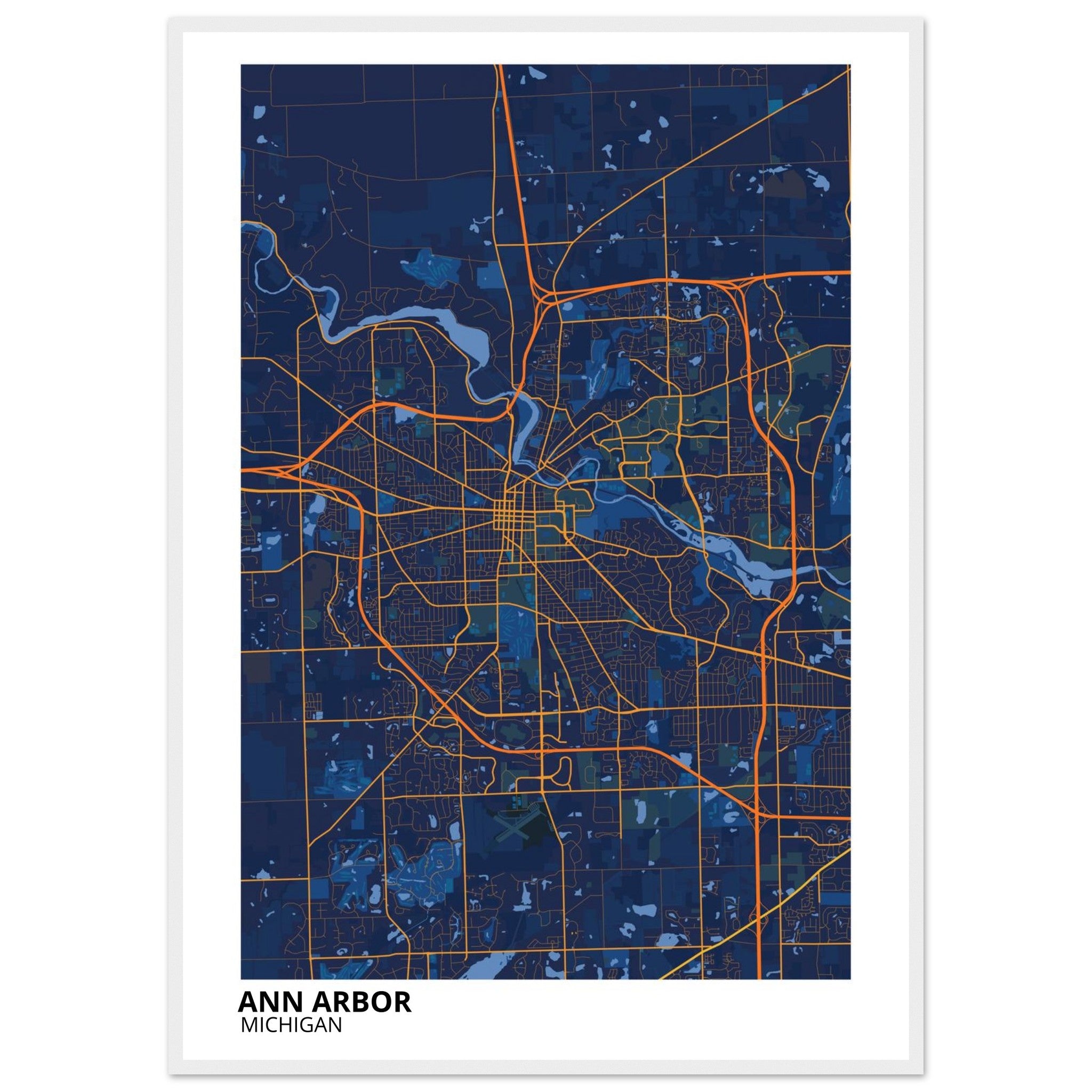 Ann Arbor Michigan City Map Poster | Custom Map Art Print - Ink And Atlas