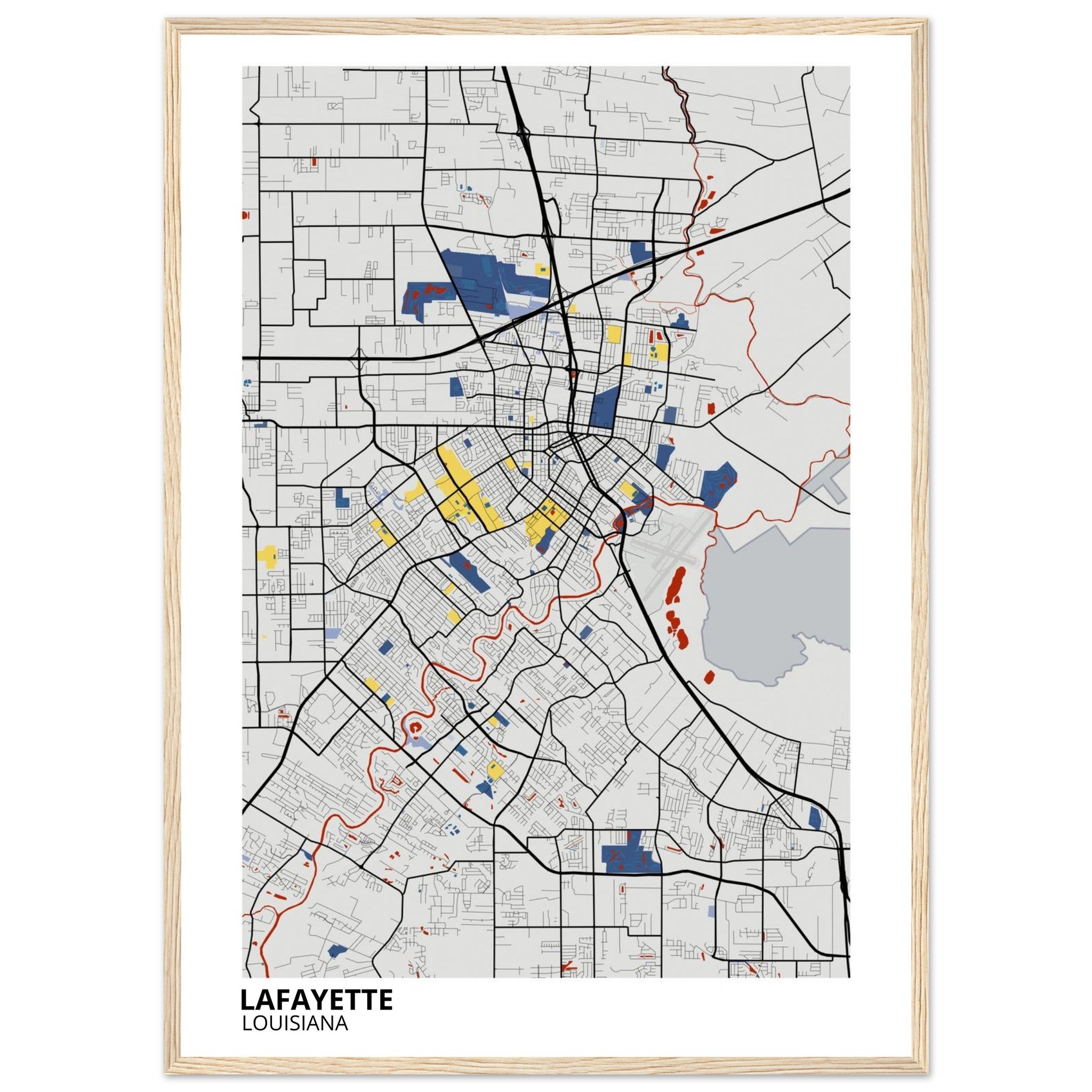 Lafayette Louisiana City Map Poster | Custom Map Art Print - Ink And Atlas