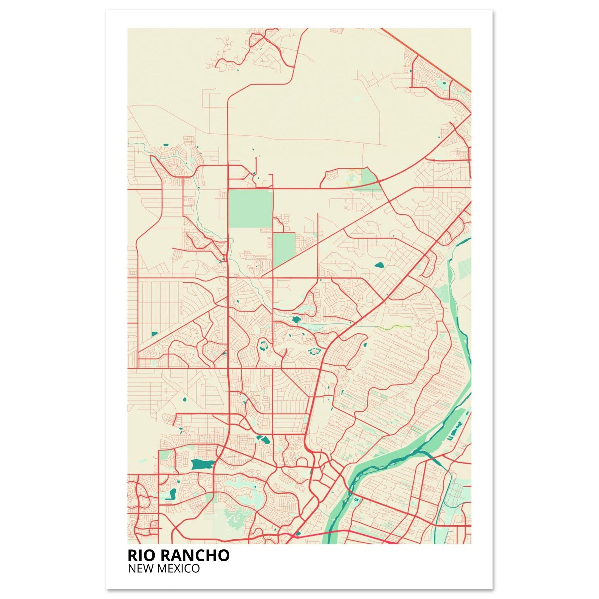 Rio Rancho New Mexico City Map Poster | Custom Map Art Print - Ink And Atlas