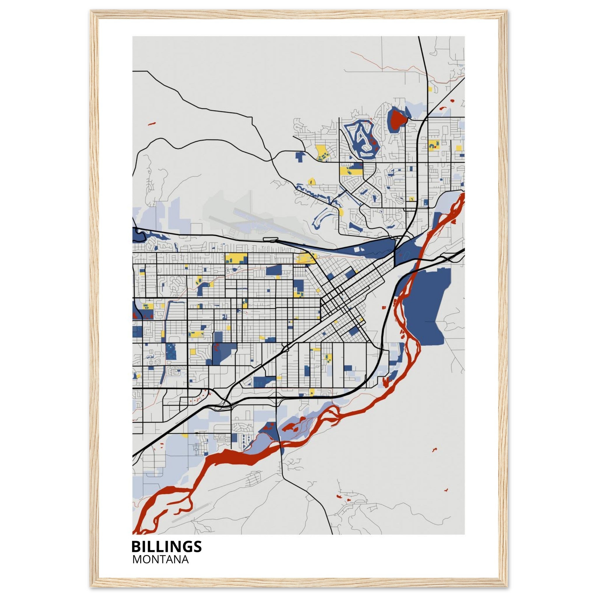 Billings Montana City Map Poster | Custom Map Art Print - Ink And Atlas