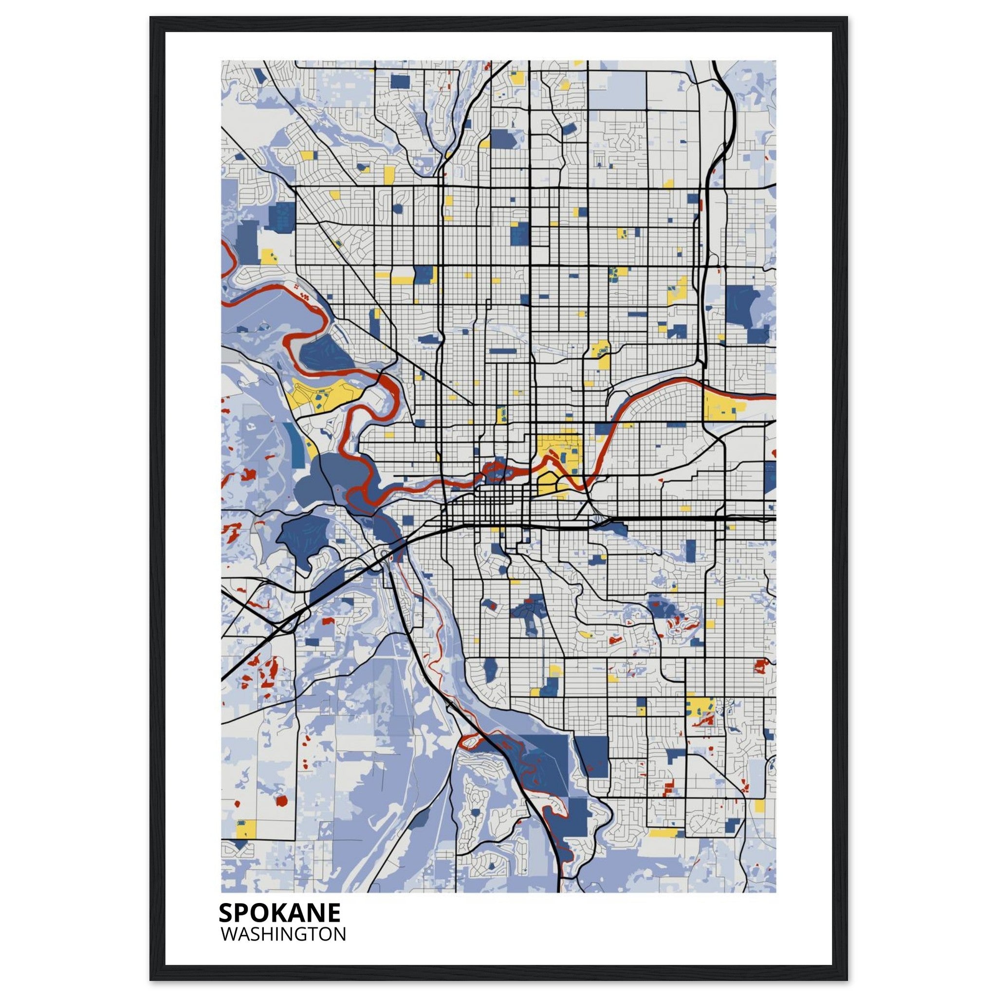 spokane map poster print