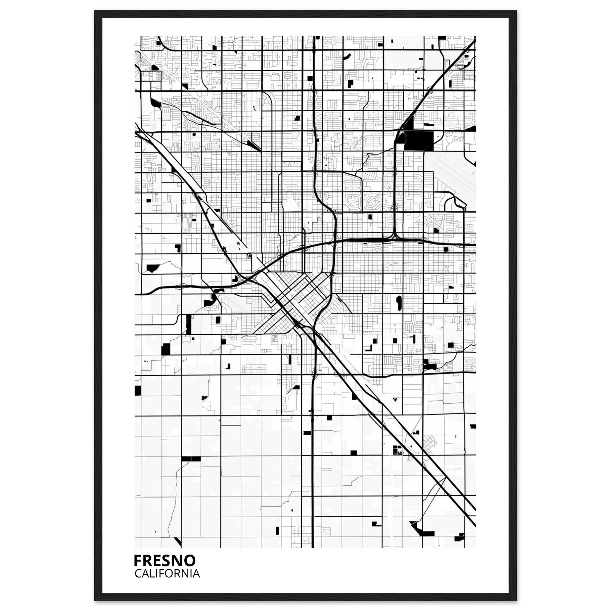 fresno map poster print