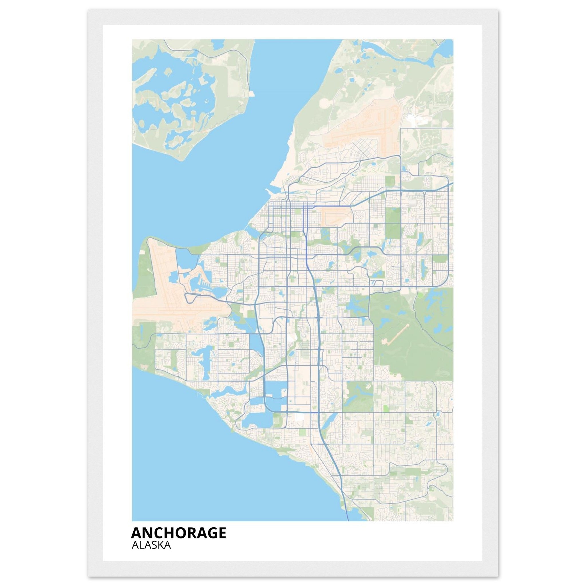 Anchorage Alaska City Map Poster | Custom Map Art Print - Ink And Atlas