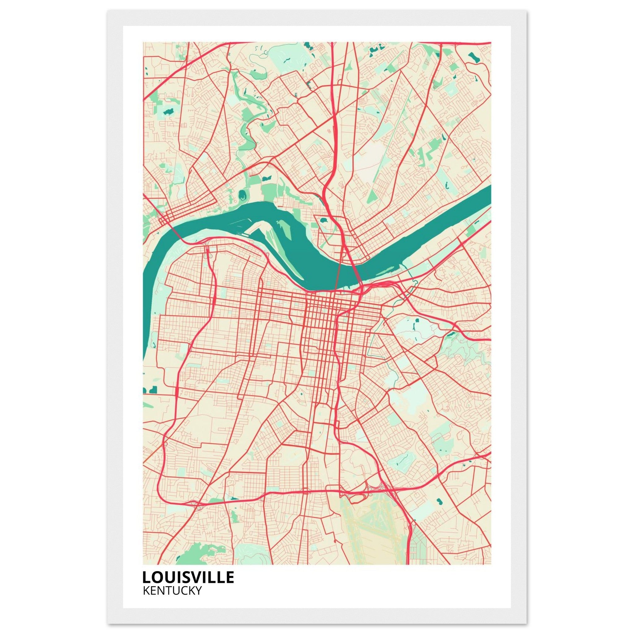 louisville map poster print