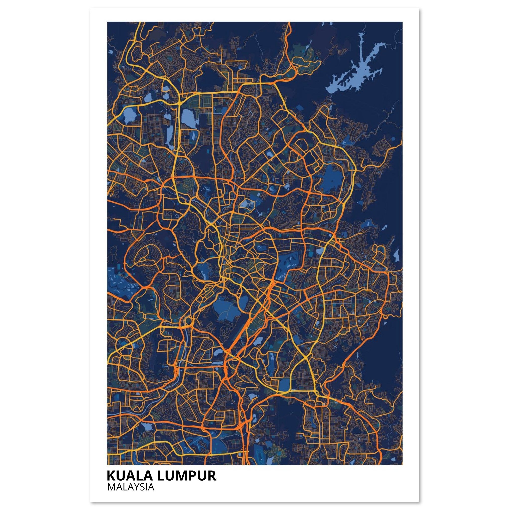 Kuala Lumpur Malaysia City Map Poster | Custom Map Art Print - Ink And Atlas